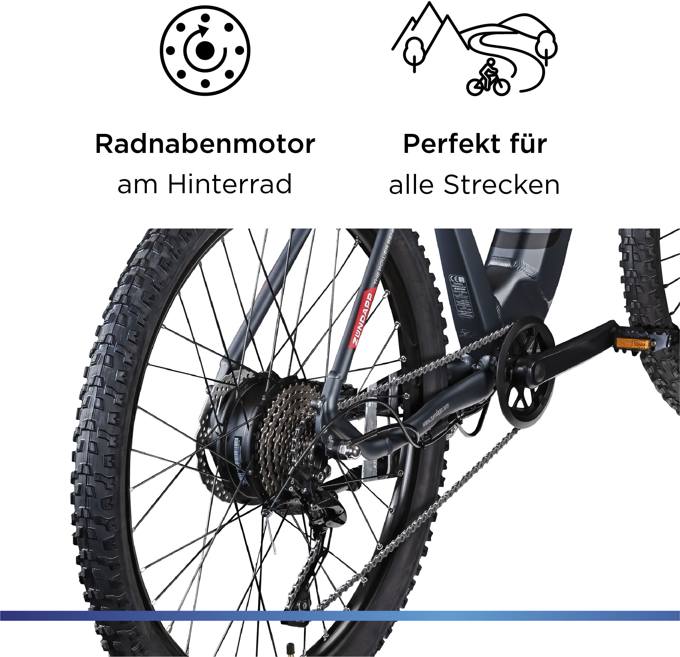 Zündapp E-Bike »Z808«, 10 Gang, Heckmotor 250 W, Pedelec, Elektrofahrrad für Damen u. Herren, MTB