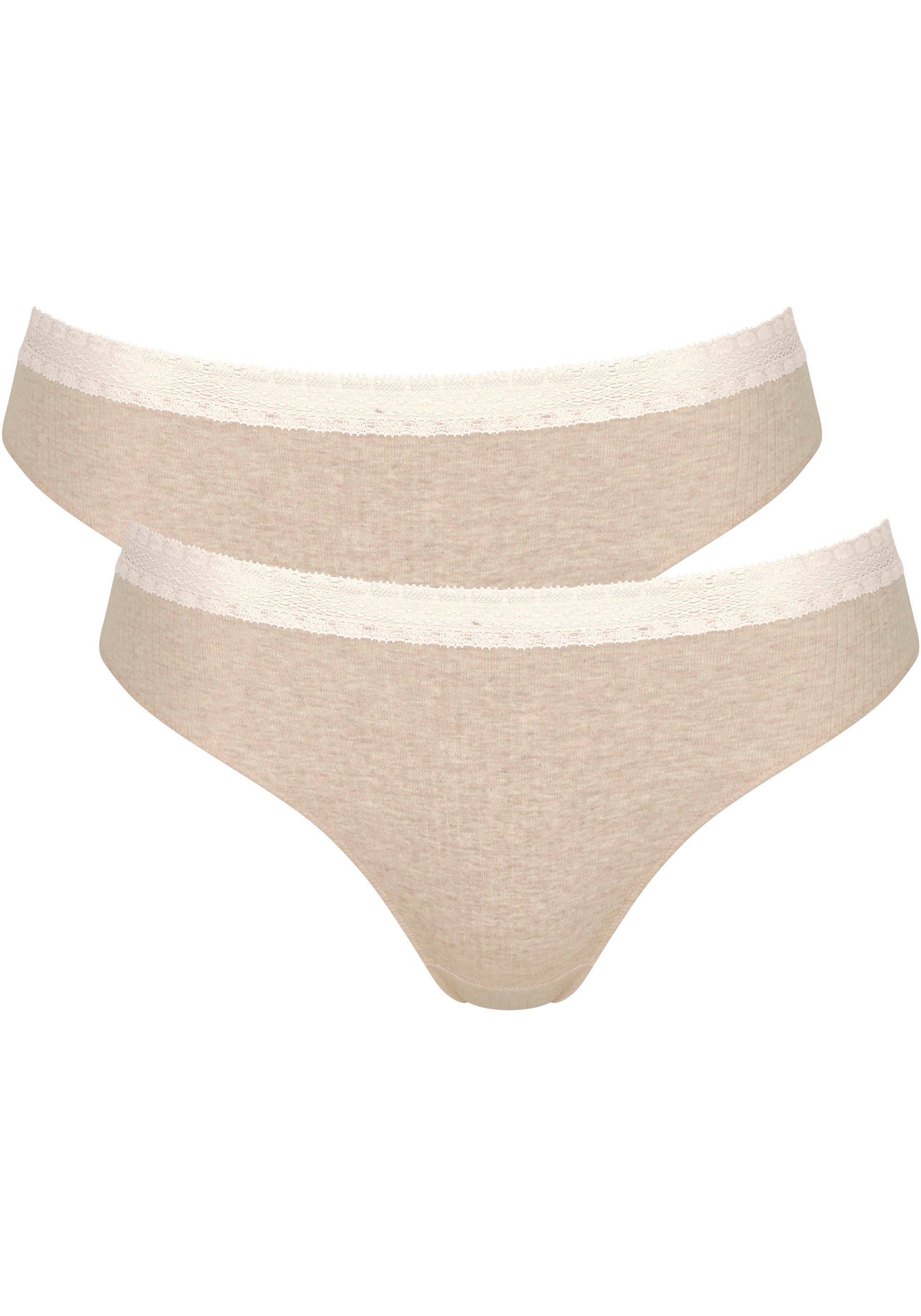 sloggi Slip »GO Ribbed R Tai C2P«, (2er Pack), weiche Rippware mit Spitzenbesatz