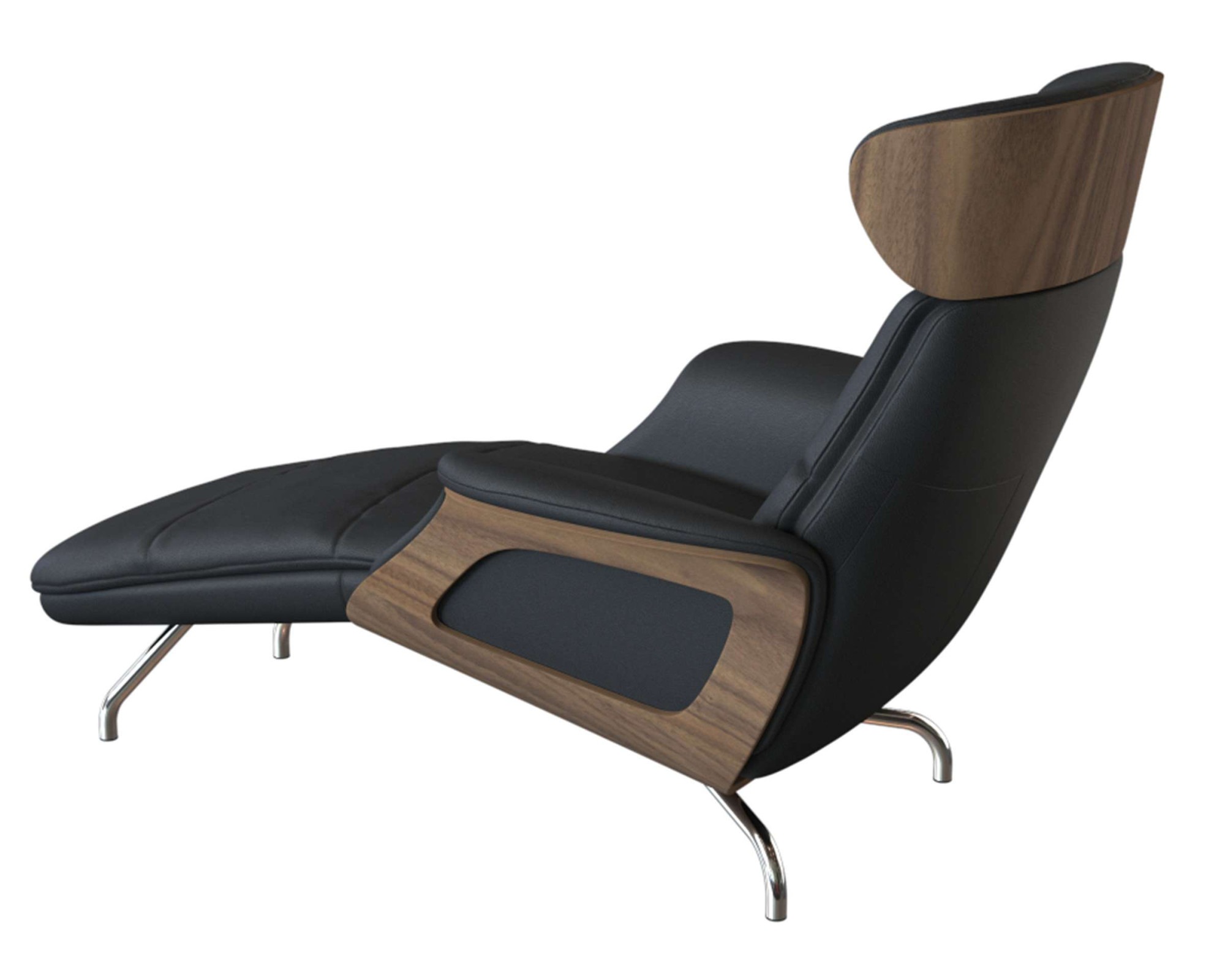 FLEXLUX Loungesessel »Clement Chaislongue, Relaxstuhl, Liegesessel,«, Rücken- & Kopfteilverstellung, Armlehne, Walnuss, Fuß Alu