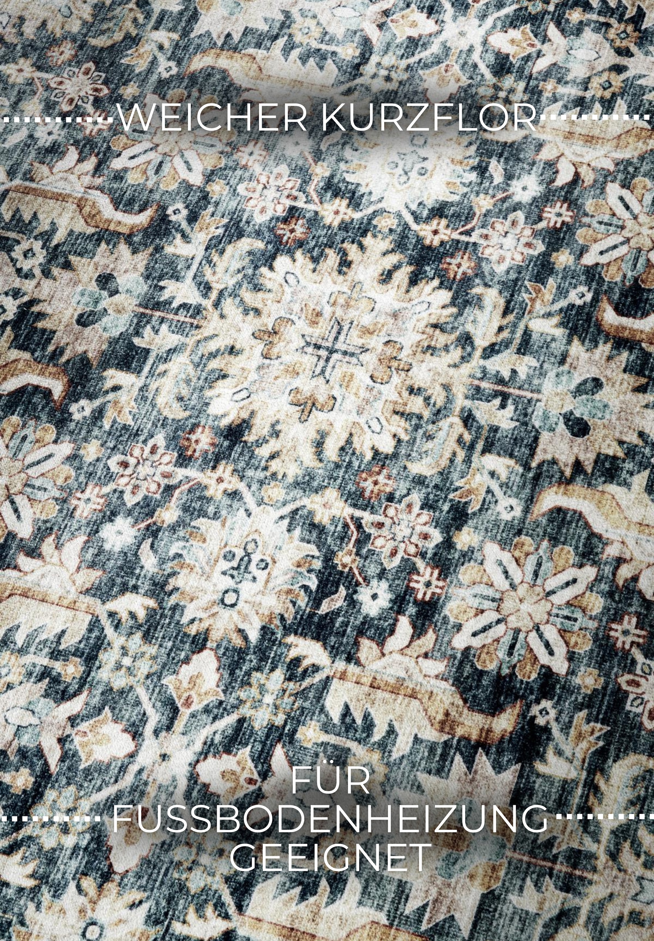 ELLE DECORATION Teppich »Saveh«, rechteckig, 5 mm Höhe, Kurzflor, Anti Rutsch, Vintage, Klassisch, Wohnzimmer, Flur