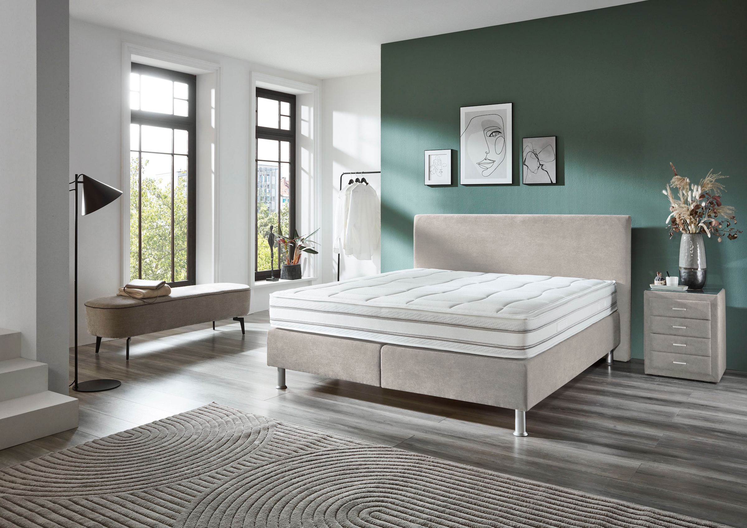 Die PlanBar Boxspringbett »OC-ON23148« inkl. Wendematratzen u. Bonellfederkern Unterbau, 160/180x200cm