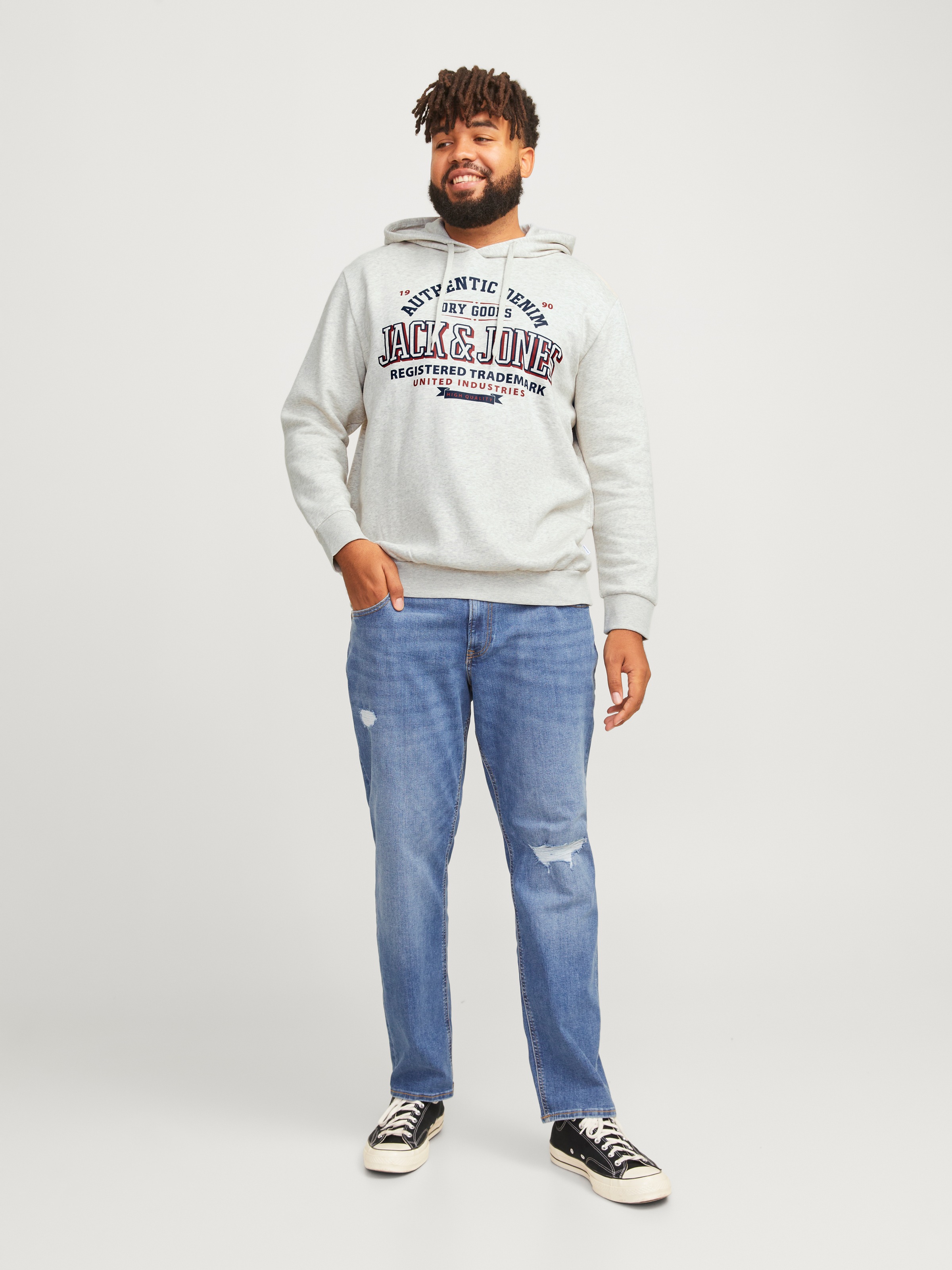 Jack & Jones PlusSize Hoodie »JJELOGO SWEAT HOOD 2 COL 24/25 NOOS PLS«, mit Logo Frontprint