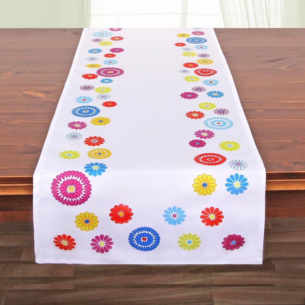 Delindo Lifestyle Tischläufer »FLOWERS«, Strukturgewebe, bedruckt, 180 g/m²