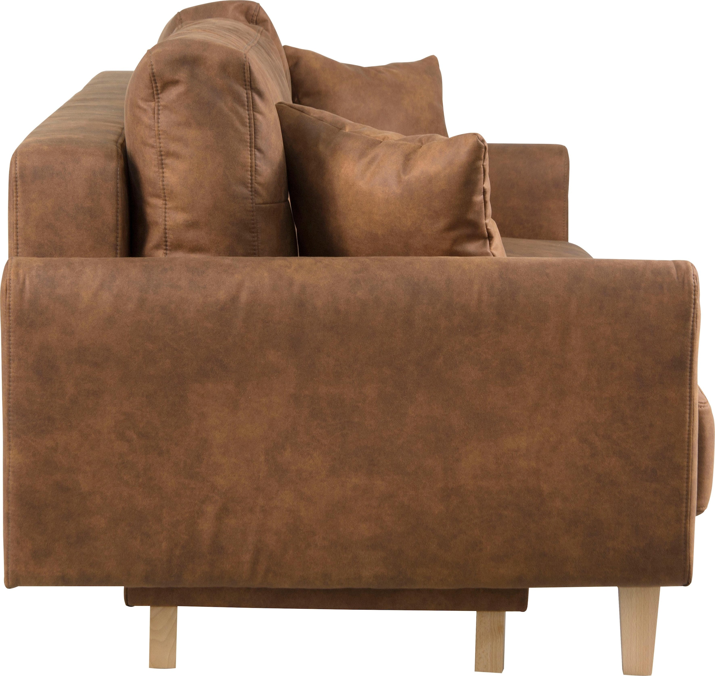 Home affaire 3-Sitzer »TRIPLO optionale Schlafsofa mit Bettkasten, Maße B/T/H: 215/100/89 cm«, Wahlweise Bettfunktion - Liegefläche 145x191 cm, Rücken-, Zierkissen