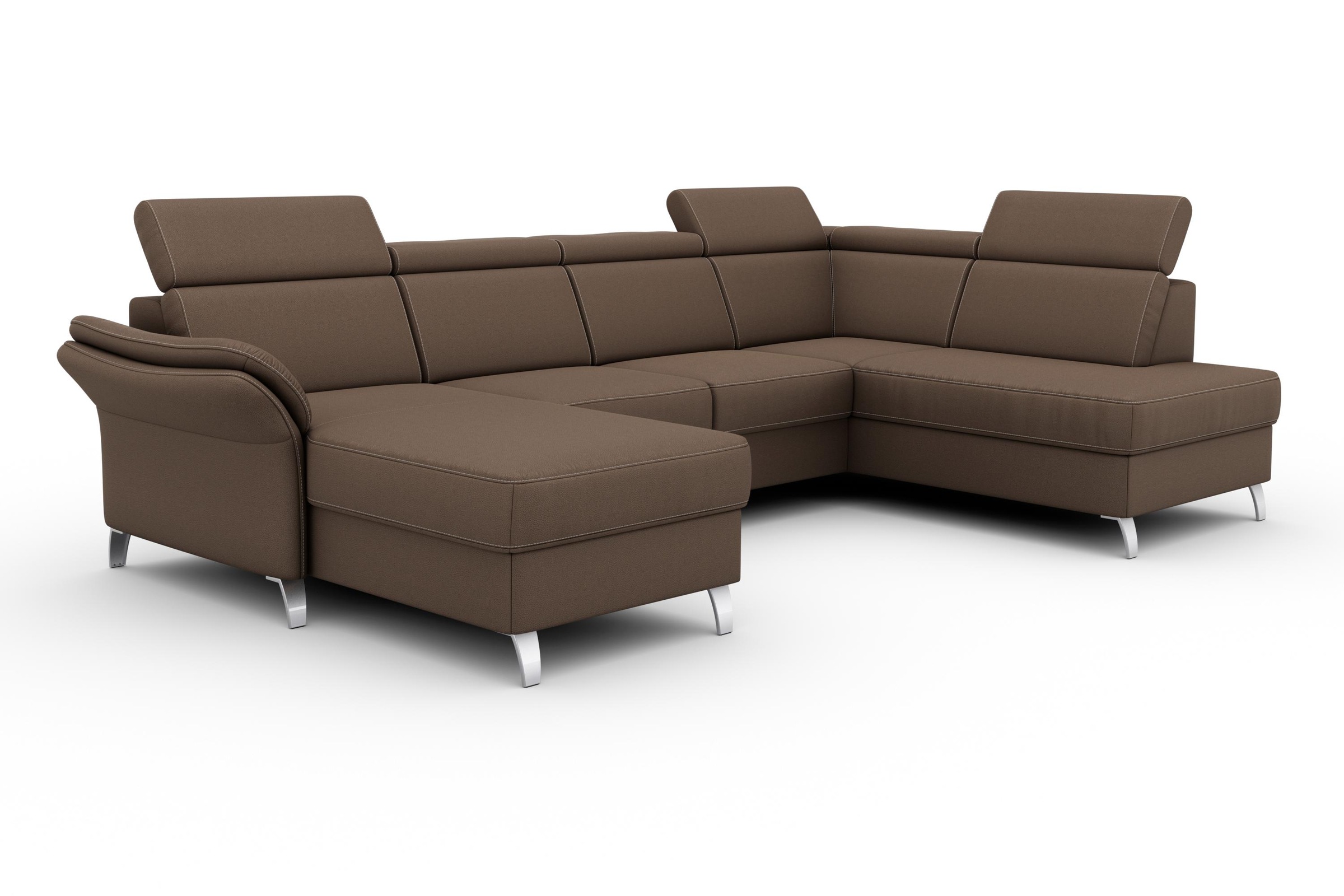 sit&more Wohnlandschaft »Vincenzo U-Form«, inklusive Kopfteilverstellung, wahlweise mit Bettfunktion, Bettkasten