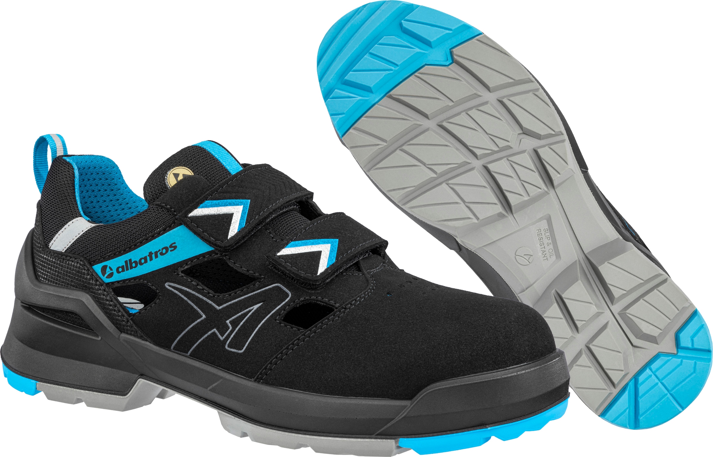 S1 Albatros FORGE LOW bestellen in AIR 36-50 erhältlich online »Sicherheitssandale Sicherheitsschuh BLACK/BLUE SR«, FO Größe ESD schwarz-blau,