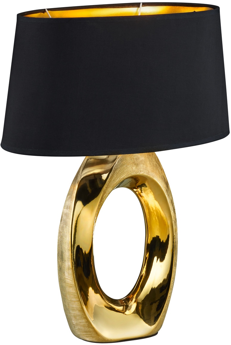 TRIO Leuchten Schreibtischlampe »Taba«, Tischlampe 1 flammig-flammig, Nachttischlampe, in schwarz/gold online bestellen Stoffschirm golfarbig