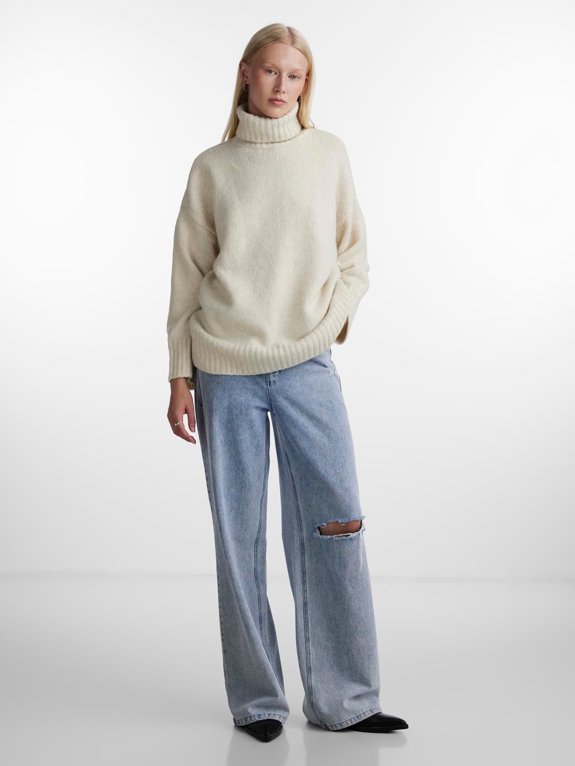 pieces Rollkragenpullover »PCNANCY LS LOOSE ROLL NECK KNIT NOOS BC«