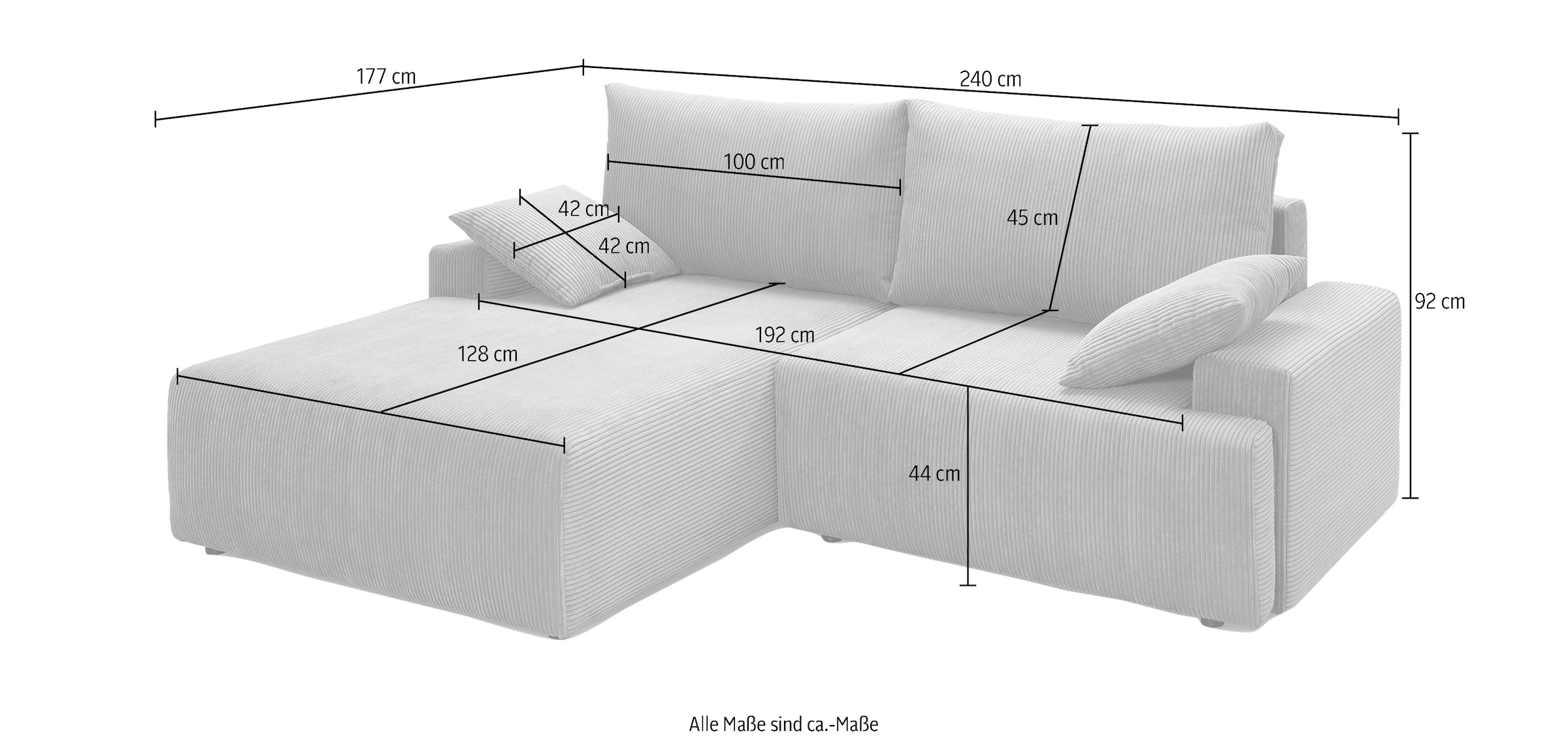 - Cord-Farben sofa verschiedenen Bettfunktion Ecksofa in Bettkasten bestellen online und inklusive fashion »Orinoko«, exxpo