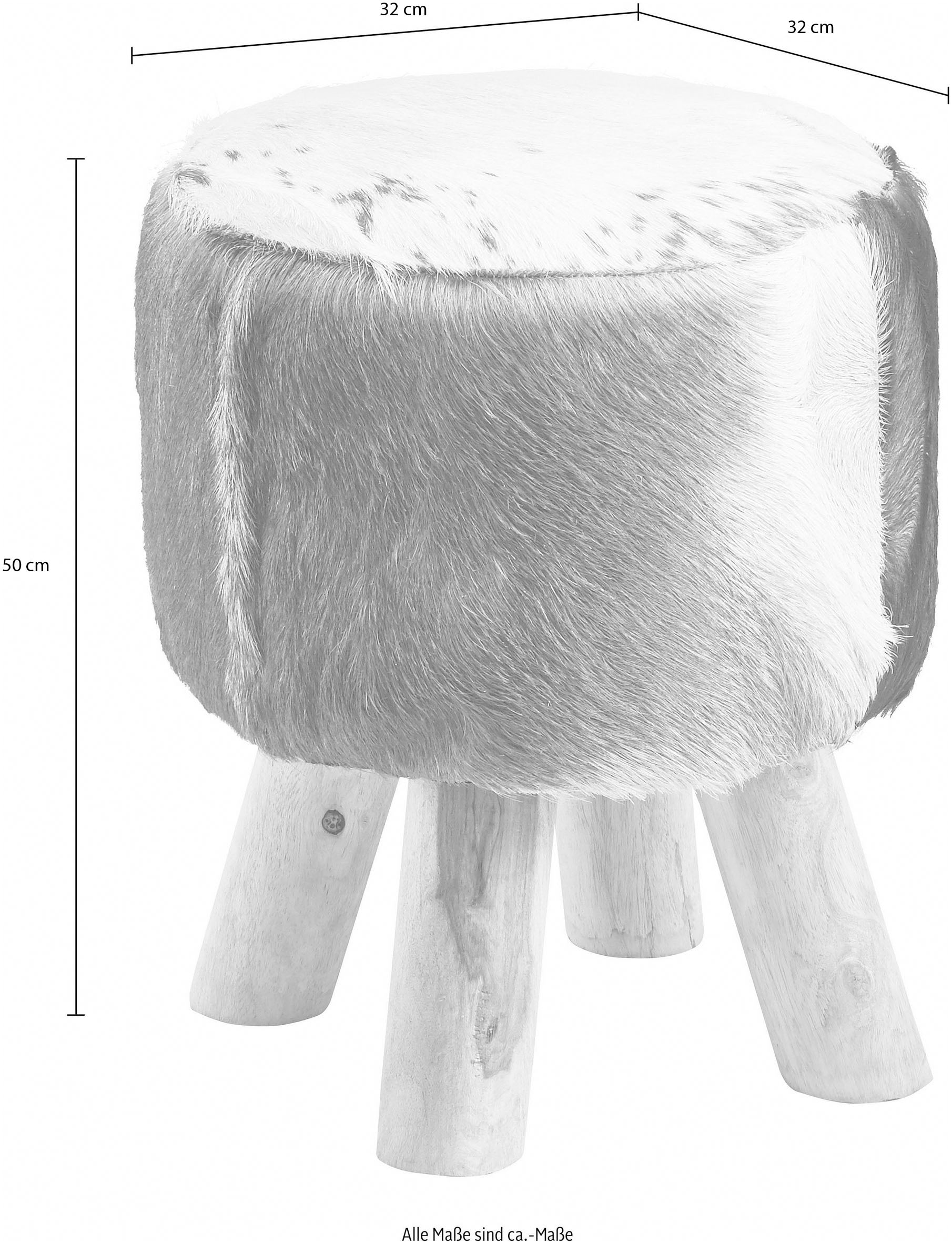 Home affaire Hocker »Kuhfell«, mit Holzbeinen