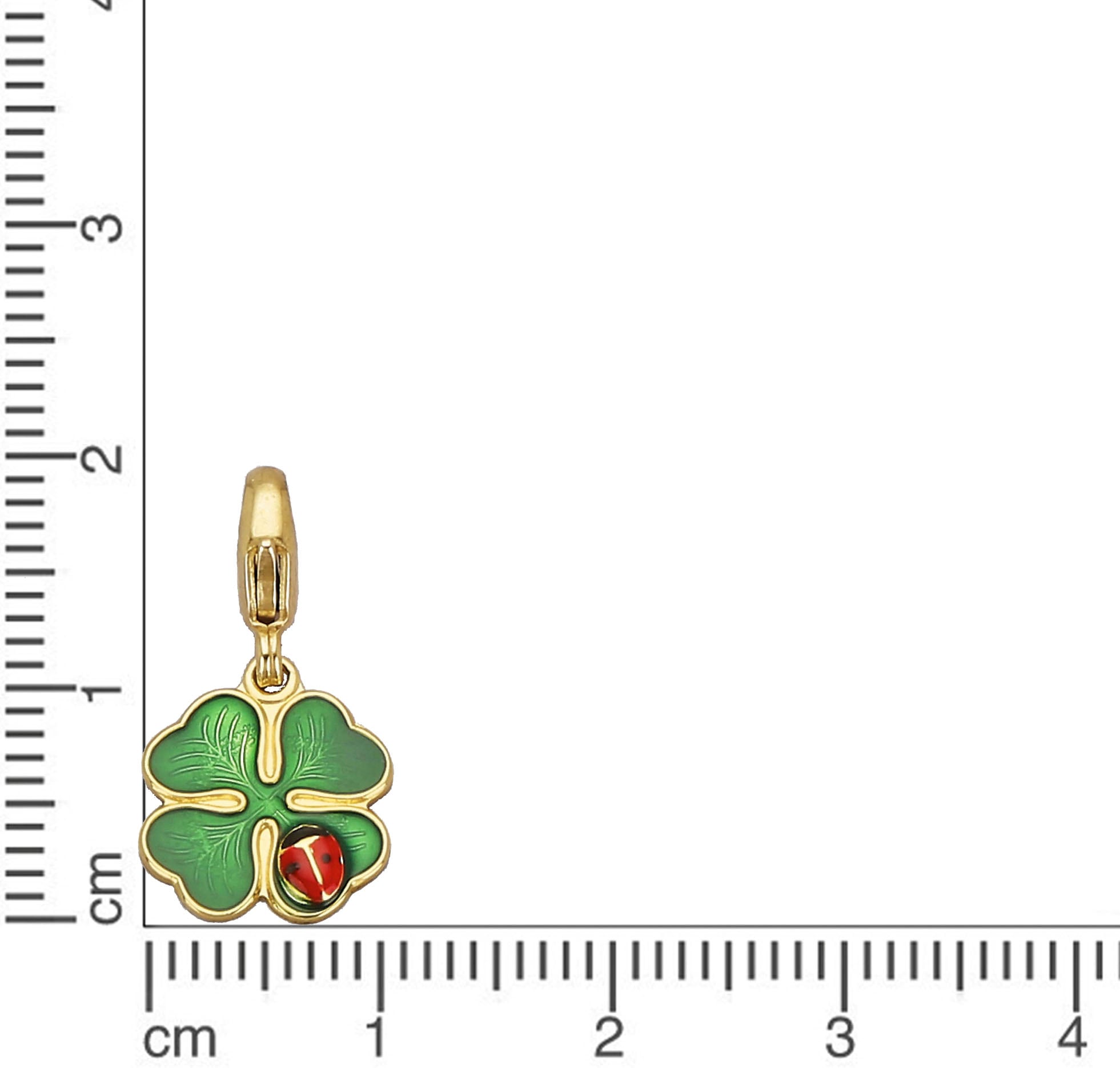 Firetti Charm-Einhänger »Schmuck Geschenk Gold 375 Anhänger Charms Kleeblatt Marienkäfer«, mit Lack