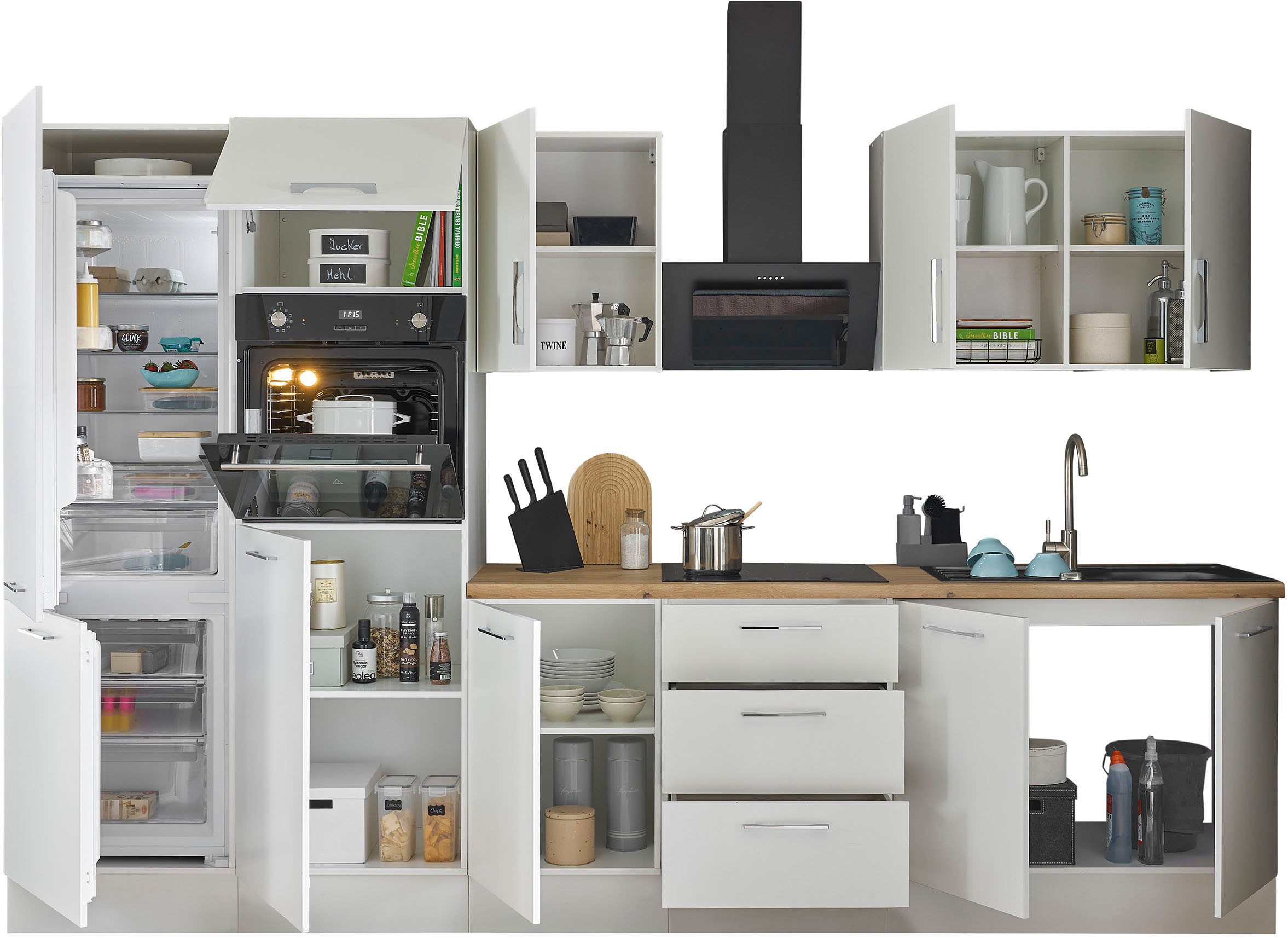 BASIC by Balculina Küchenzeile »Turin«, Breite 330 cm, wahlweise mit E-Geräten