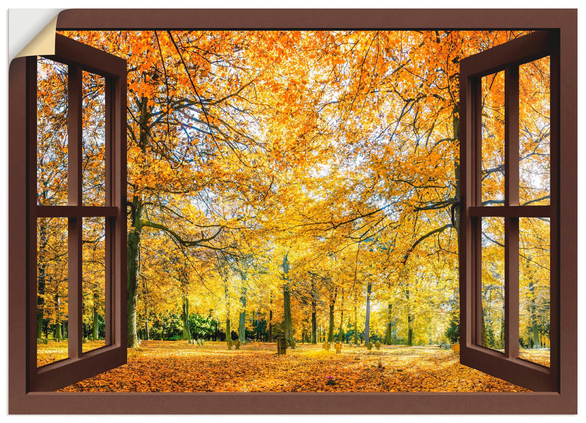 Artland Wandbild »Fensterblick - Herbstwald Panorama«, Fensterblick, (1 St. günstig online kaufen