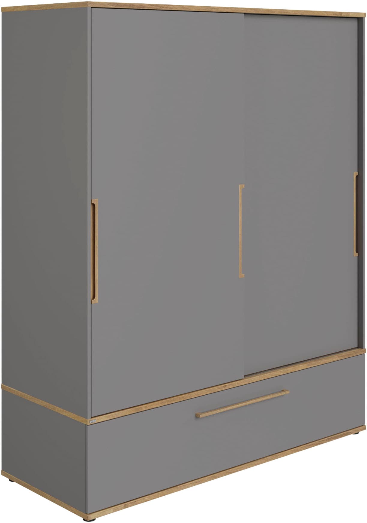 PAIDI Schiebetürenschrank »STIENE in Beige oder Grau, 2 Türen und 1 Schublade mit Soft-Close« B/H/T ca. 164/200/62cm,  mit Kleiderstangen+Einlegeböden, Kleiderschrank mit Massivholzgriffen