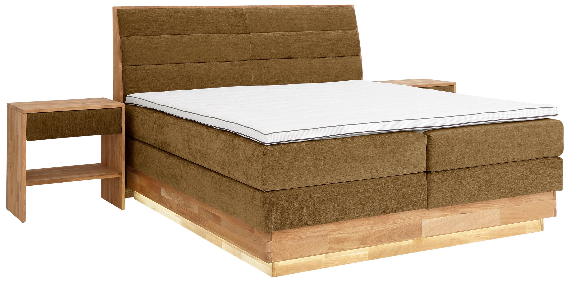 OTTO products Boxspringbett, LED-Beleuchtung, mit zertifizierten, recycelten Bezugsstoffen