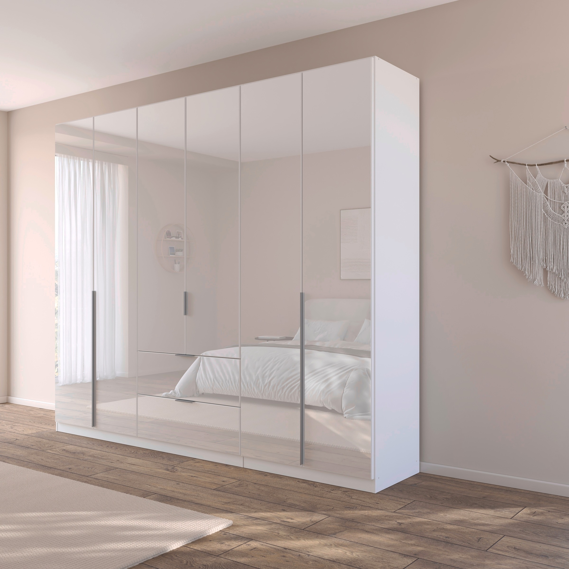 rauch Drehtürenschrank »Kleiderschrank Kleiderschränke Schrank Garderobe AGORDO mit Glasfront«, mit Außenschubkästen, in 6 Breiten und 2 Höhen MADE IN GERMANY