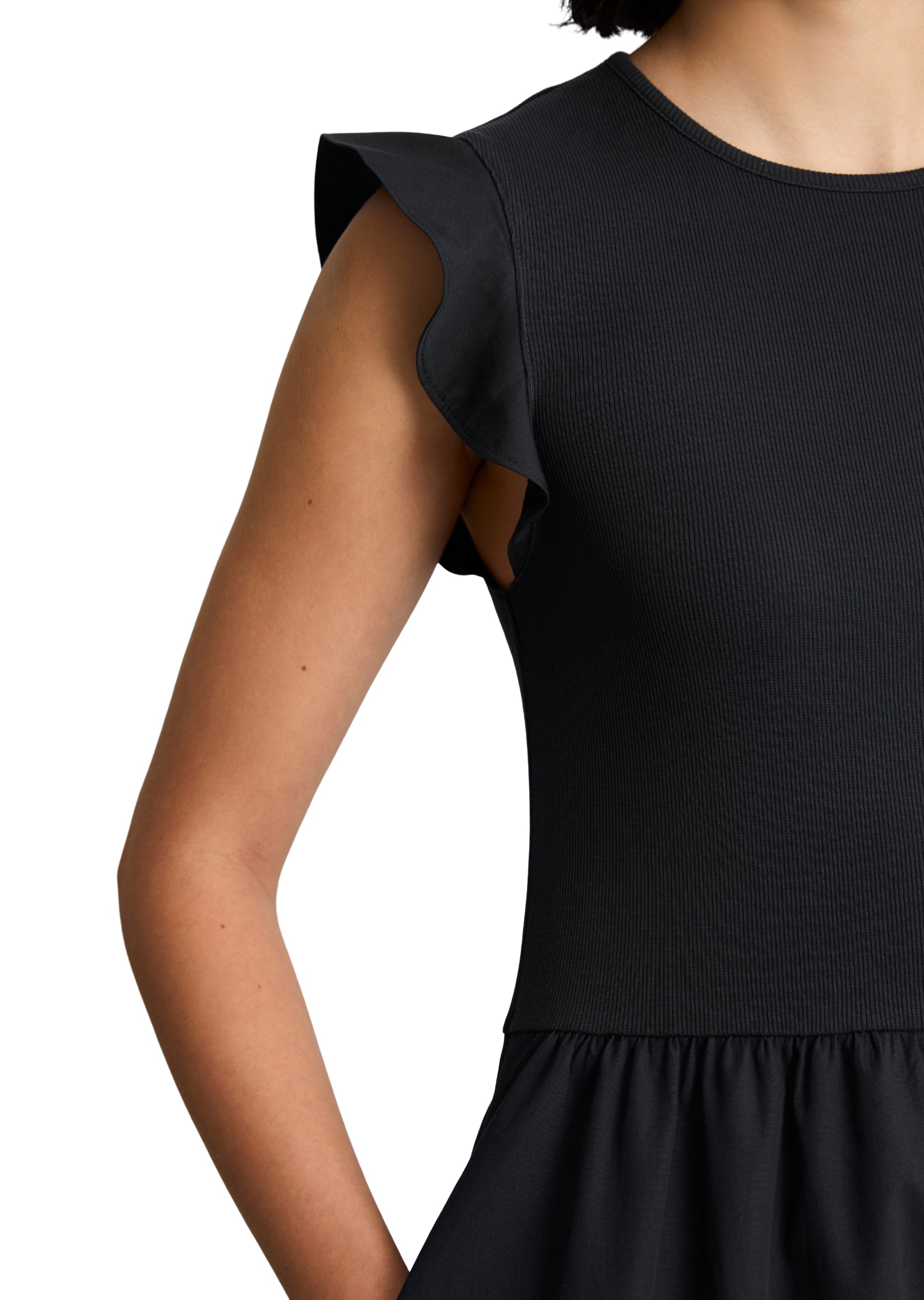 Marc O'Polo DENIM Jerseykleid Seitennahttaschen flared mit Baumwoll-Popelinerock