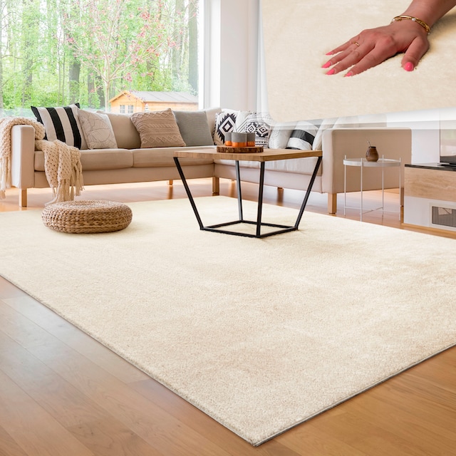 Paco Home Teppich »Cadiz 630«, rechteckig, Uni-Farben, besonders weich,  auch als Läufer erhältlich, waschbar auf Rechnung kaufen