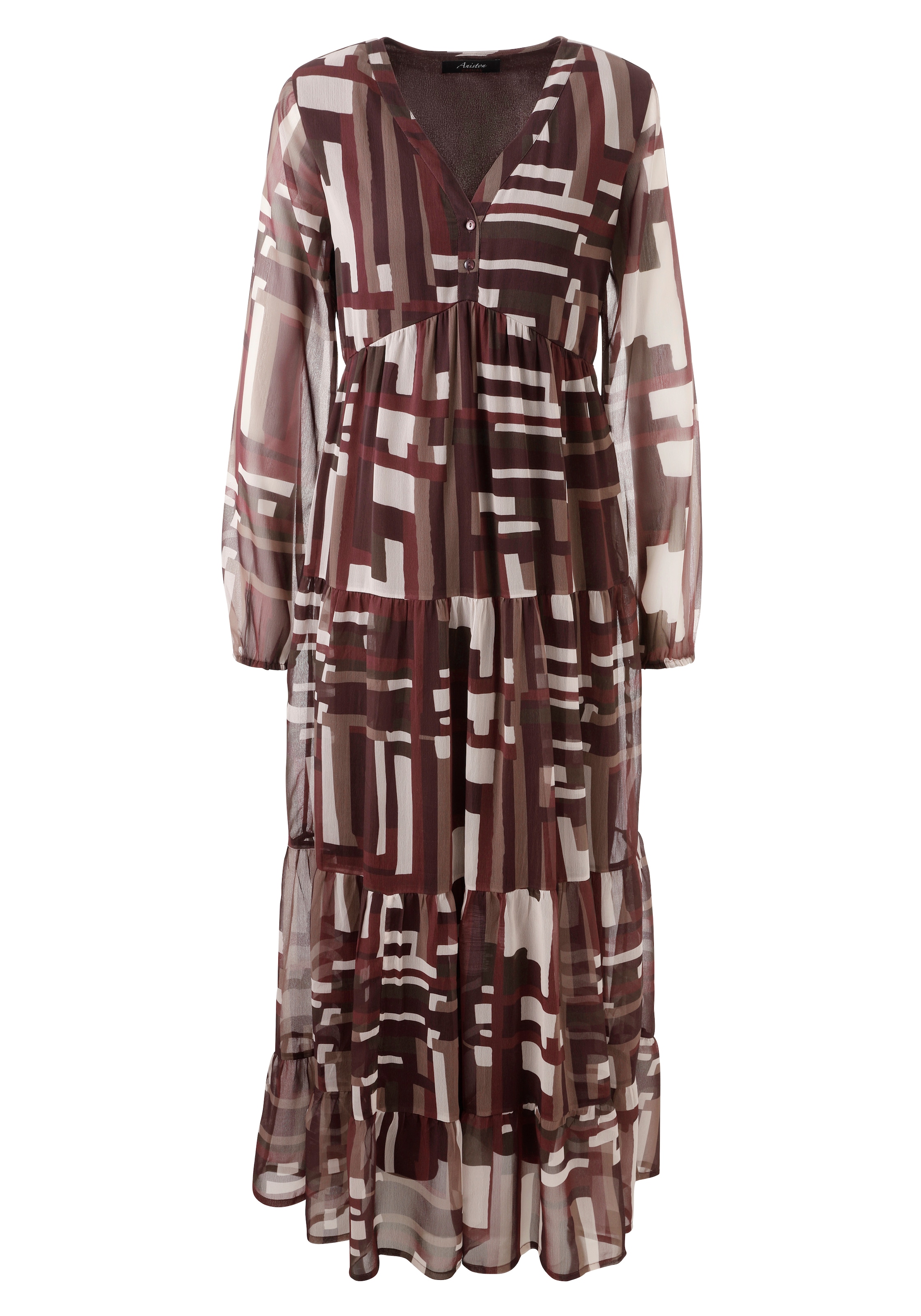 Aniston CASUAL Maxikleid, mit trendfarbigem, grafischen Muster - NEUE KOLLEKTION