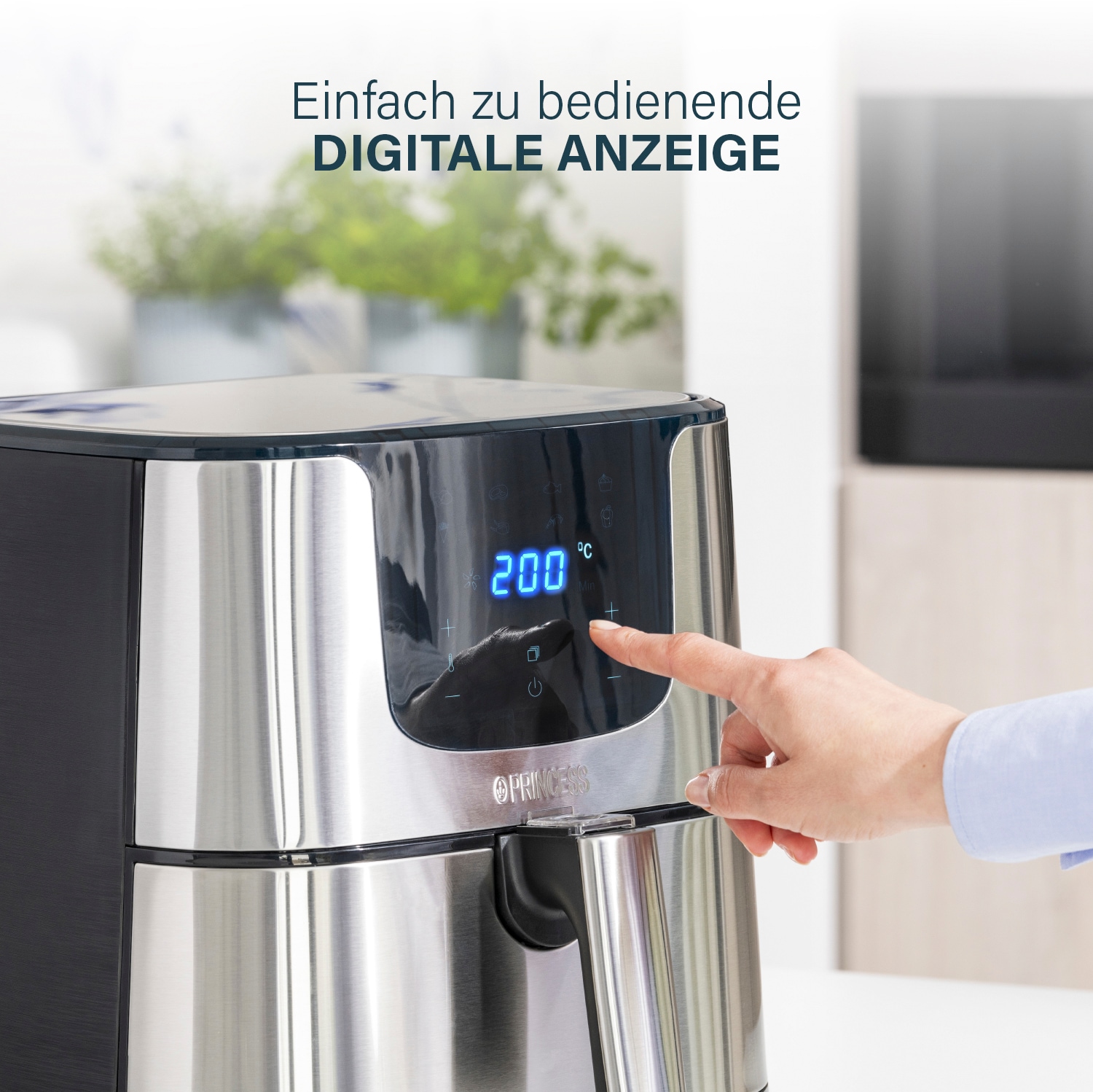 PRINCESS Heißluftfritteuse »182060, Digitale Deluxe XXL, Edelstahlgehäuse, 5.5 L«, 1700 W, Fassungsvermögen 5,5 l