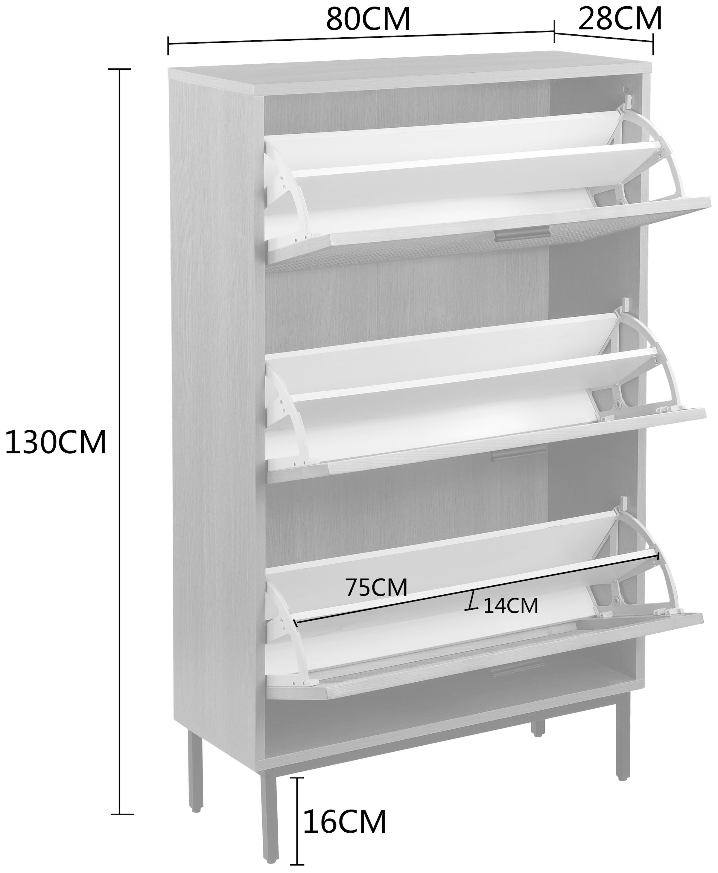 OTTO home Schuhschrank »Feines« aus massiver Esche, Metallgestell mit Pulverbeschichtung, Breite 80 cm