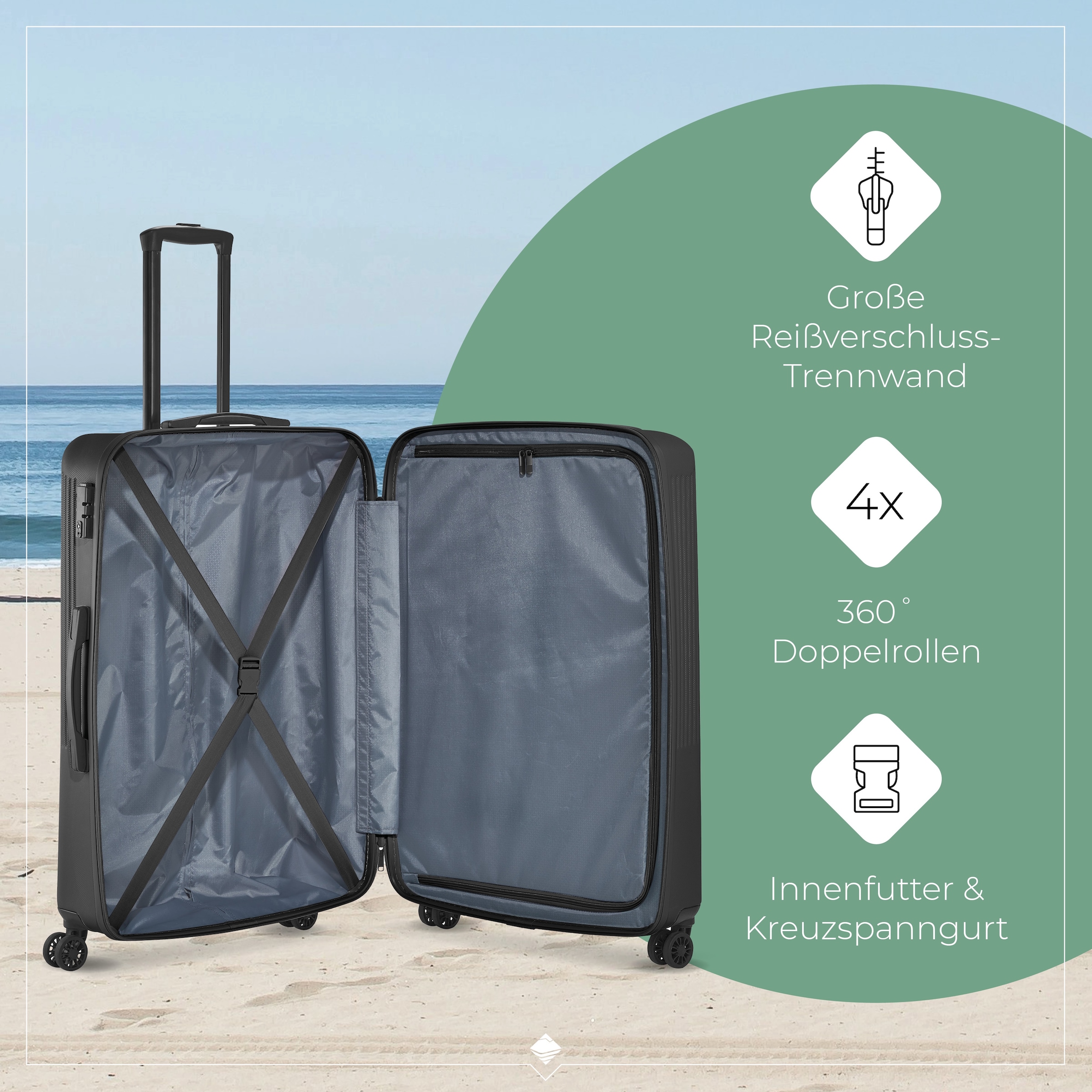 travelite Hartschalen-Trolley »BALI, in verschiedenen Größen und Farben«, 4 Rollen, Hartschallenkoffer Reisegepäck Reisekoffer TSA Schloss