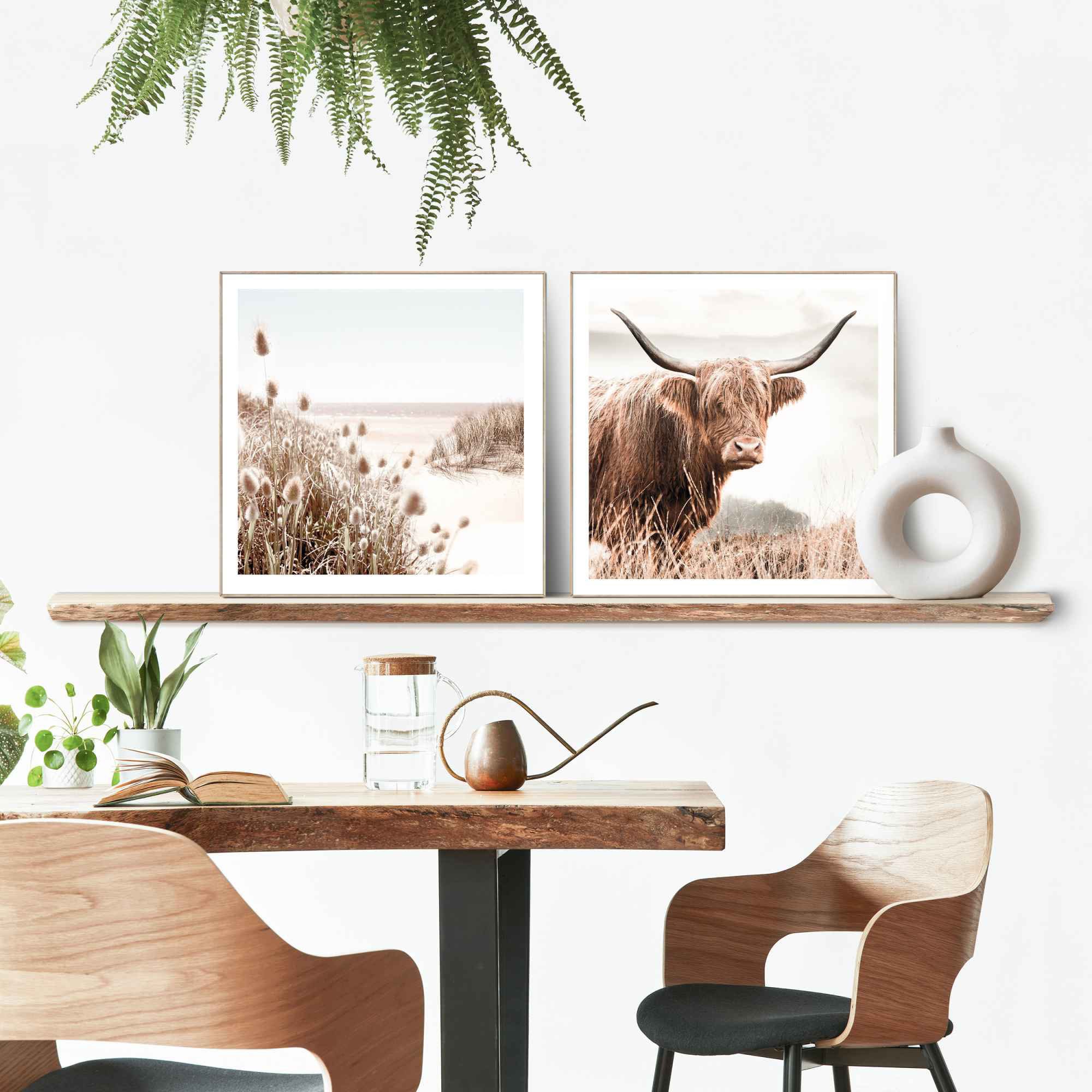 Reinders! Wandbild »Freie Natur Highlander - Kuh - Heide - Strand - Ruhe«, günstig online kaufen