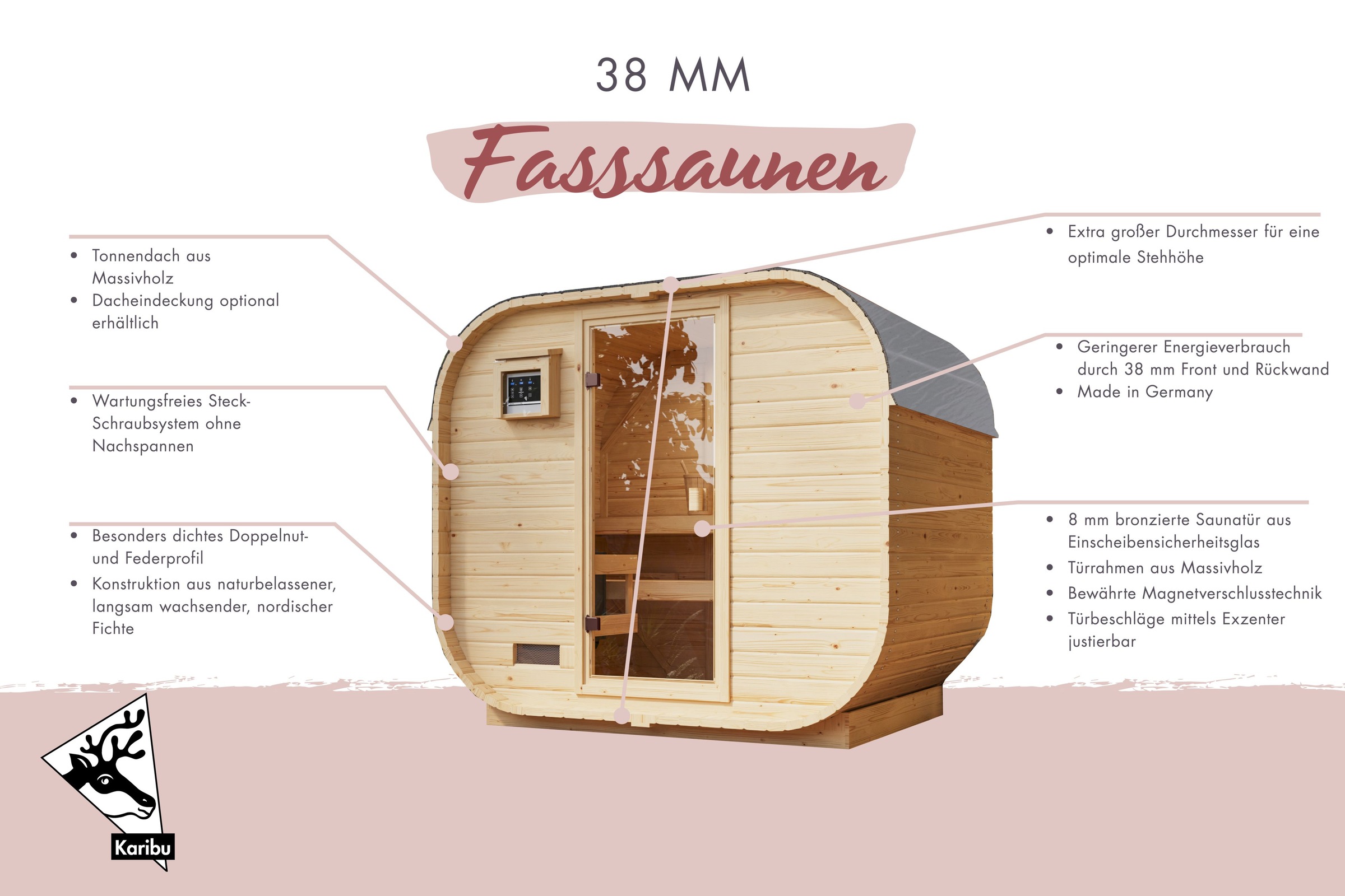 Karibu Fasssauna »"Quadro 1" SET, naturbelassen mit Ofen 9 kW« aus hochwert günstig online kaufen