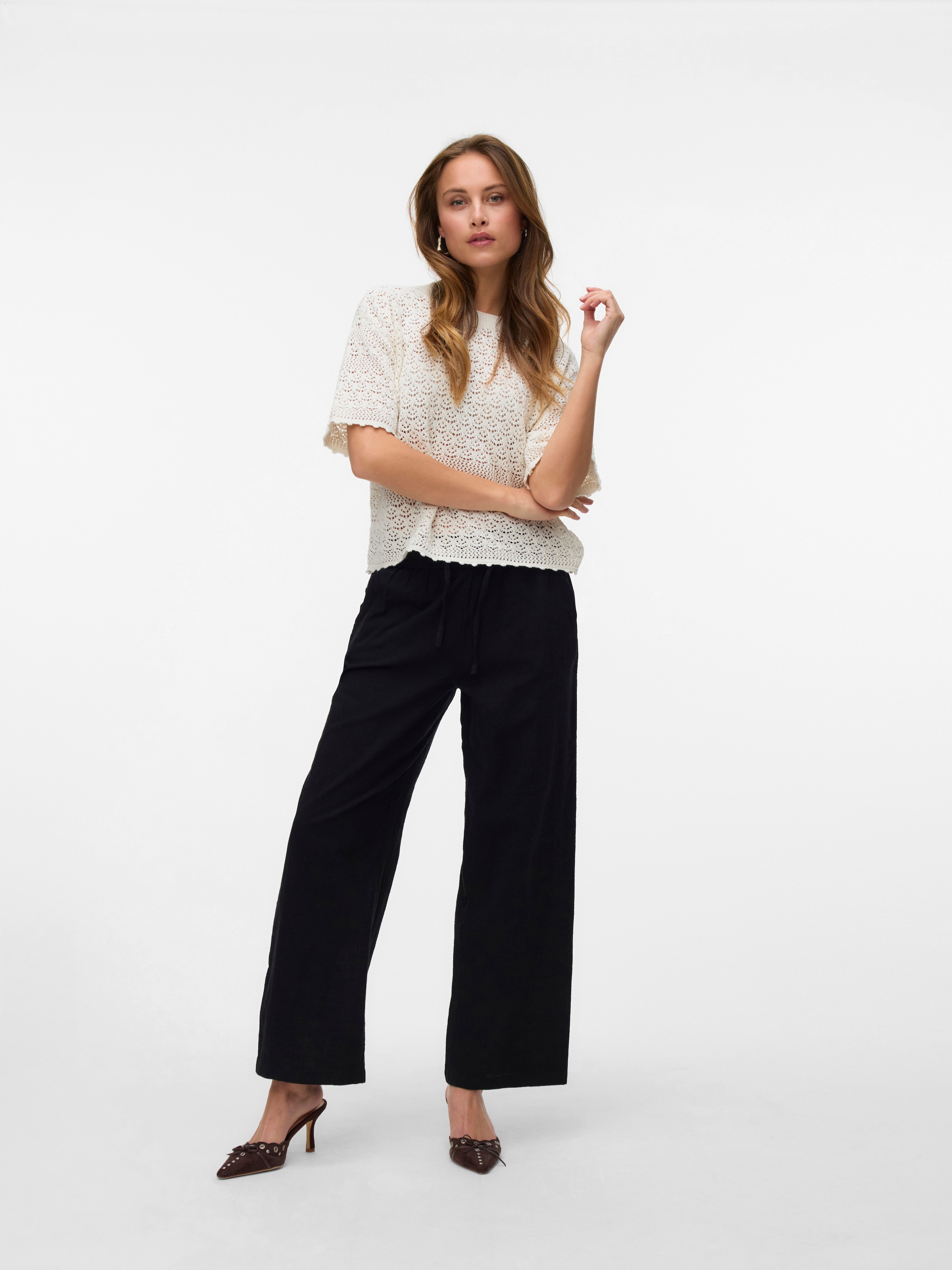 Vero Moda Schlupfhose »VMCAIA MW WIDE PANT WVN NOOS«  Baumwollmischung, oversize, mit Leinen