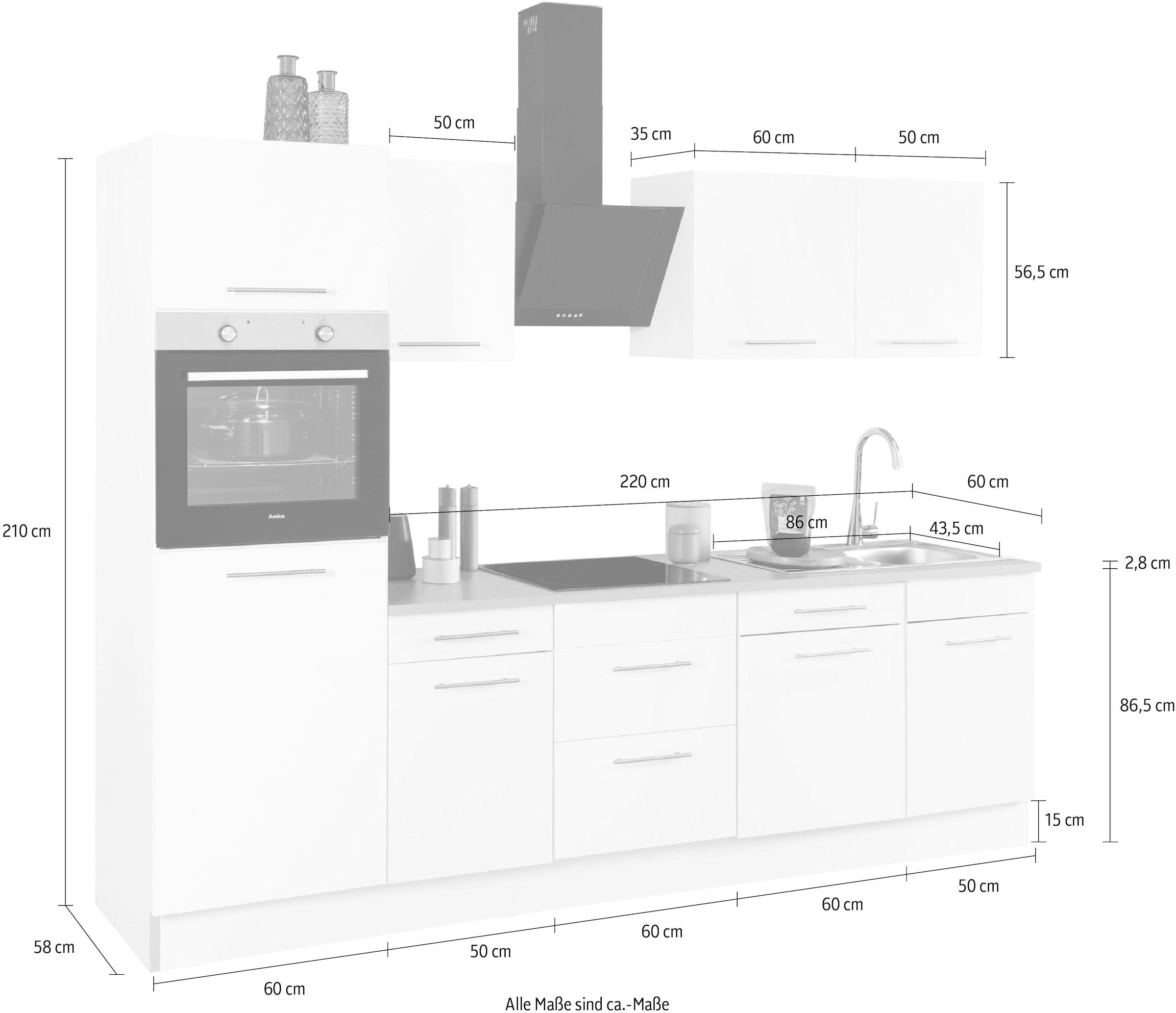wiho Küchen Küchenzeile »Ela«, Breite 280 cm, Soft-Close-Funktion, höhenverstellbare Füße