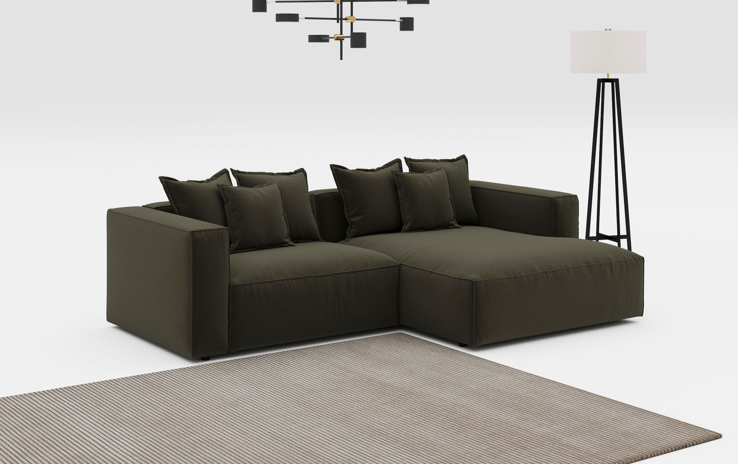 INOSIGN Ecksofa »Cowboy L-Form«, mit 6 Kissen, kubisches Sofa günstig online kaufen