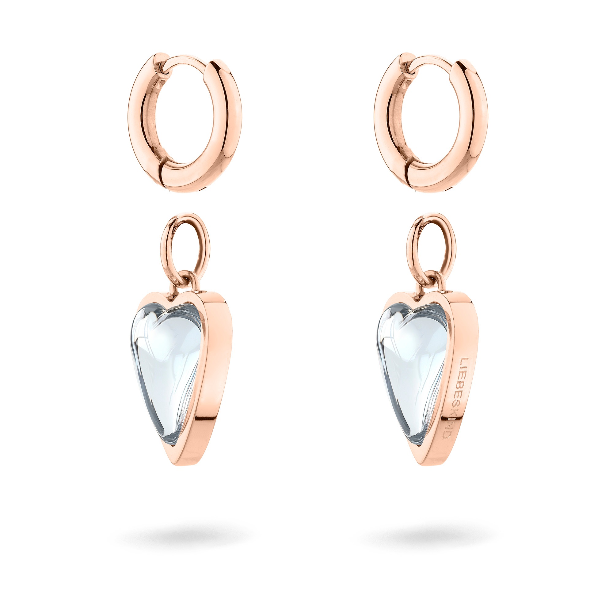 Liebeskind Berlin Paar Creolen »Schmuck Ohrringe mit abnehmbaren Herz-Einhängern Glass Heart«