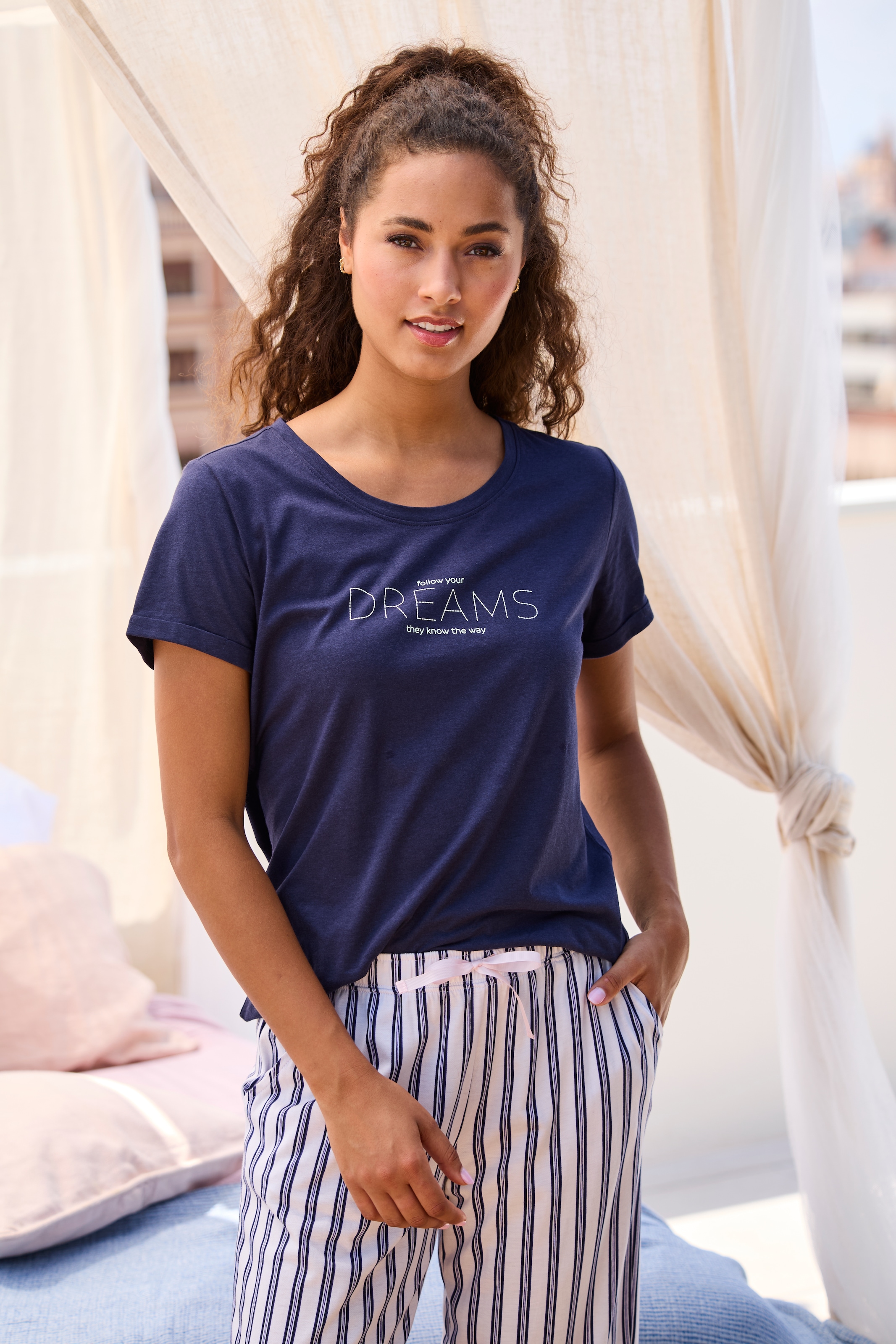 s.Oliver Pyjamaoberteil, mit Frontdruck