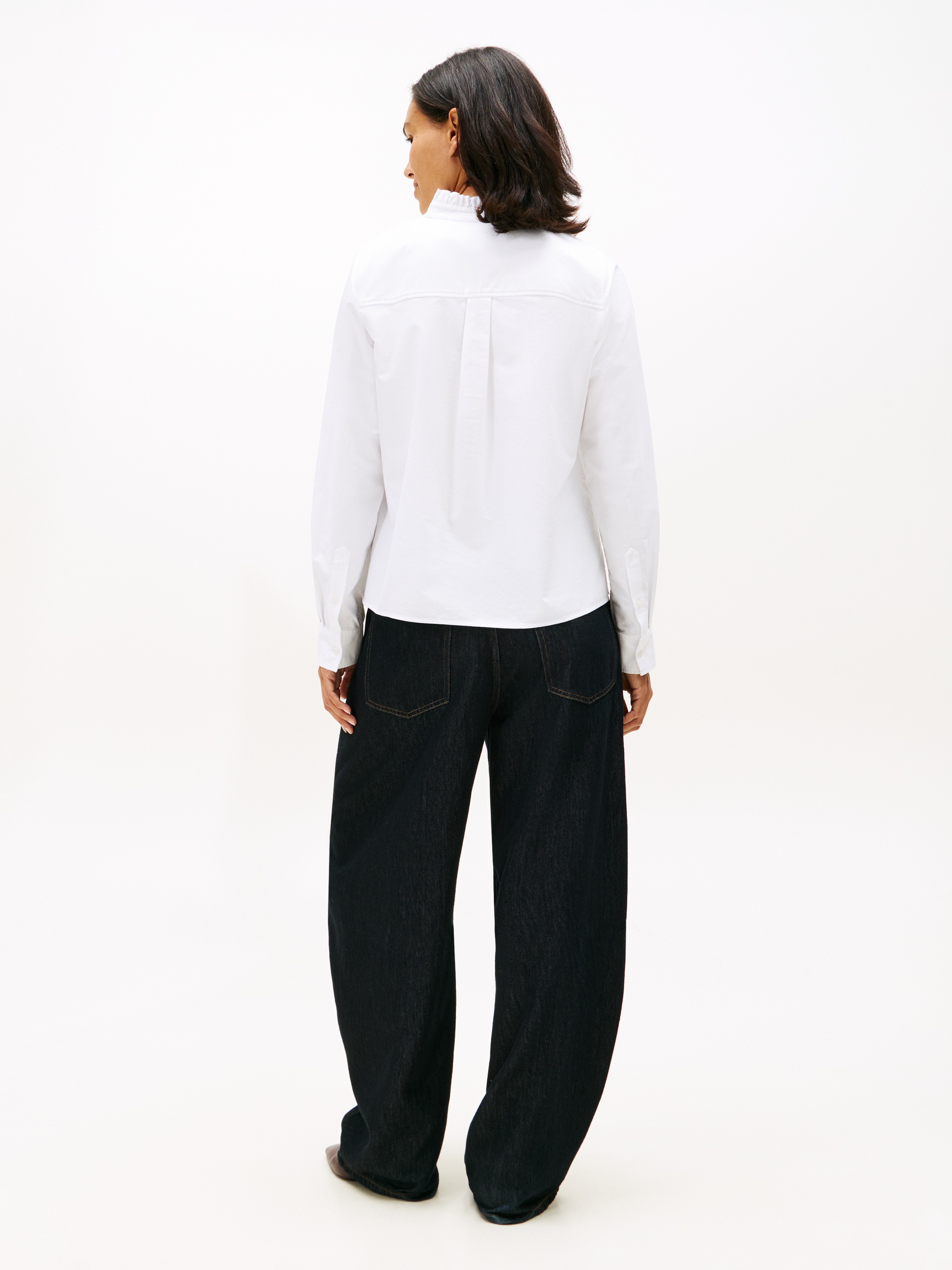 Tommy Hilfiger Langarmbluse »OXFORD RUFFLE NECK SHIRT« mit Rüschen Detail