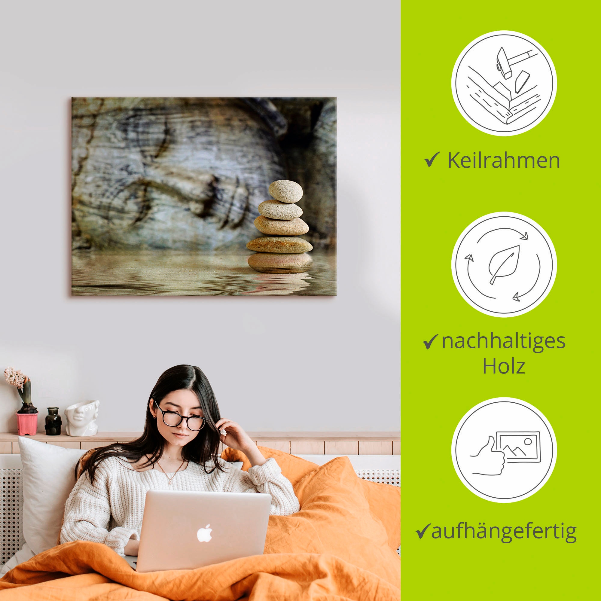 Artland Leinwandbild »Wassertempel« Zen 1 Stk. tlg. auf Holzrahmen gespannt