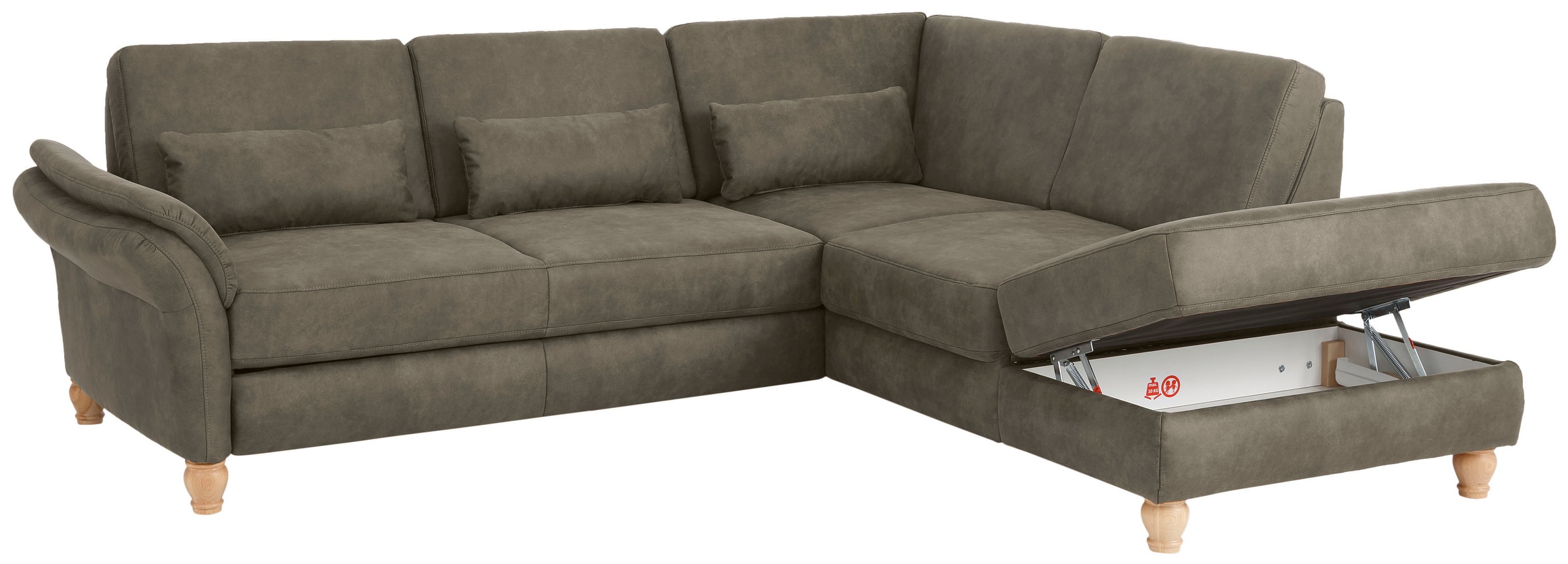 Home affaire Ecksofa »Palace L-Form«, incl. Sitztiefenverstellung, wahlweise mit Bettfunktion und Stauraum