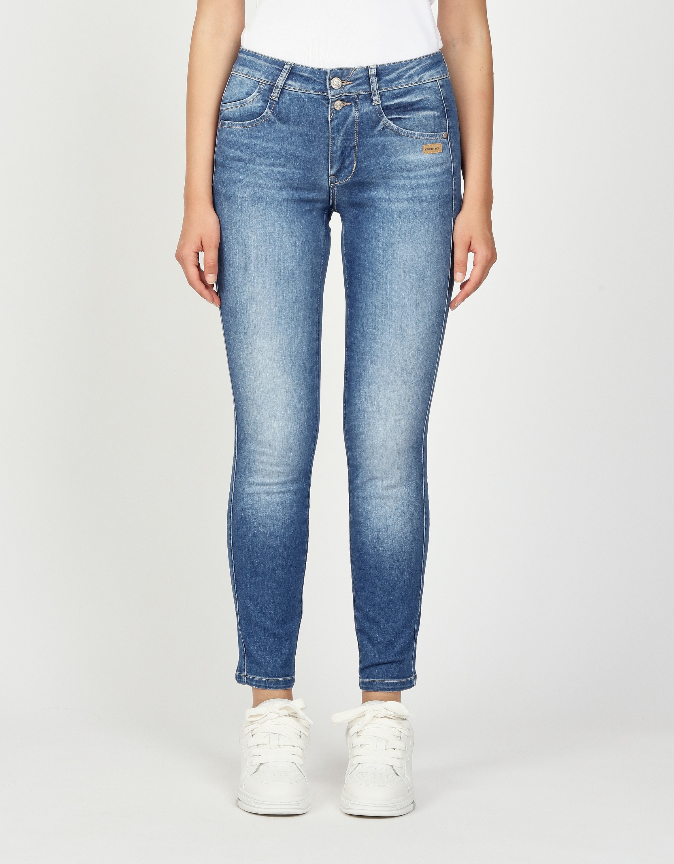 GANG Slim-fit-Jeans »Jeans Slim Fit 94SANA CROPPED« denim blau 29 - Normalgrößen Normalgrößen 29 5-Pocket Style mit Reißverschluss und Knopf