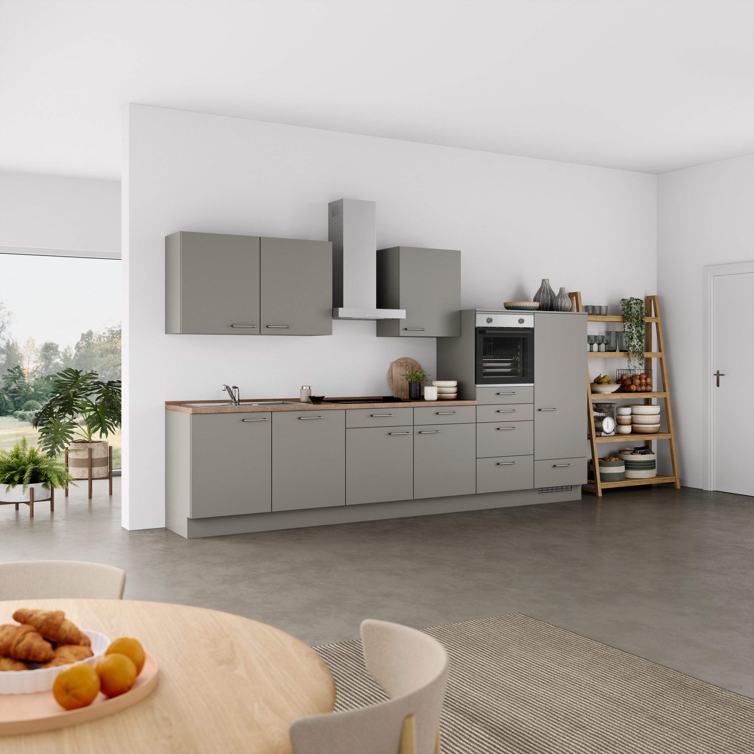 nobilia® Küchenzeile »"Laser I"«, vormontiert, Ausrichtung wählbar, Breite 360 cm, wahlw. mit E-Geräten