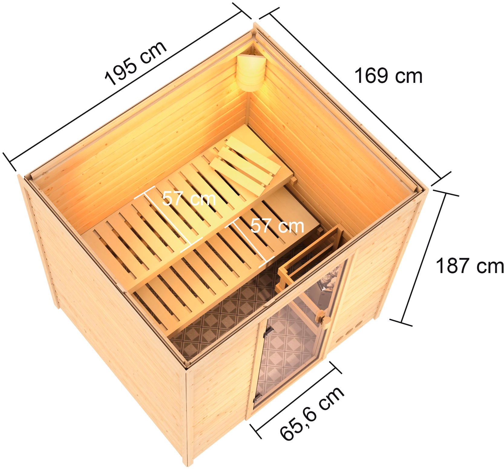 welltime Sauna »Ricky«, mit bronzierter Ganzglastür, für bis zu 3 Personen