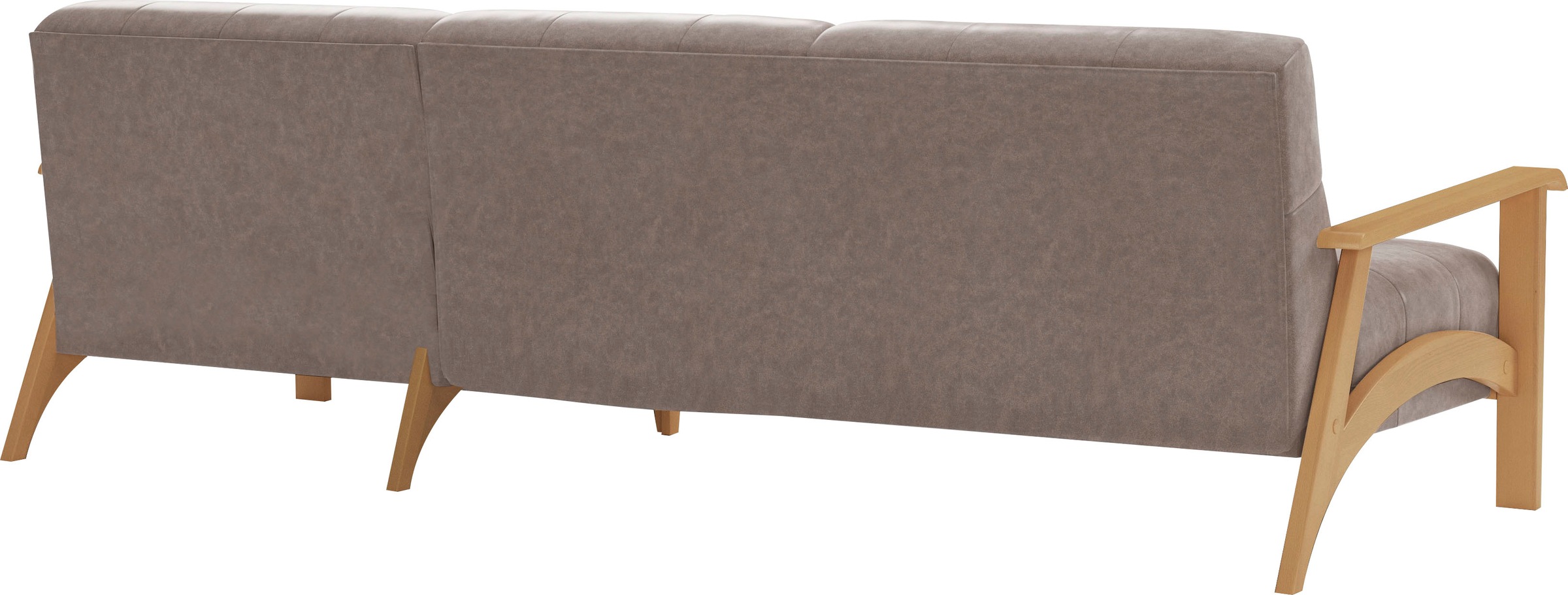 sit&more Ecksofa »Billund L-Form«, Armlehnen aus eichefarbigem Buchenholz, verschiedene Bezüge und Farben