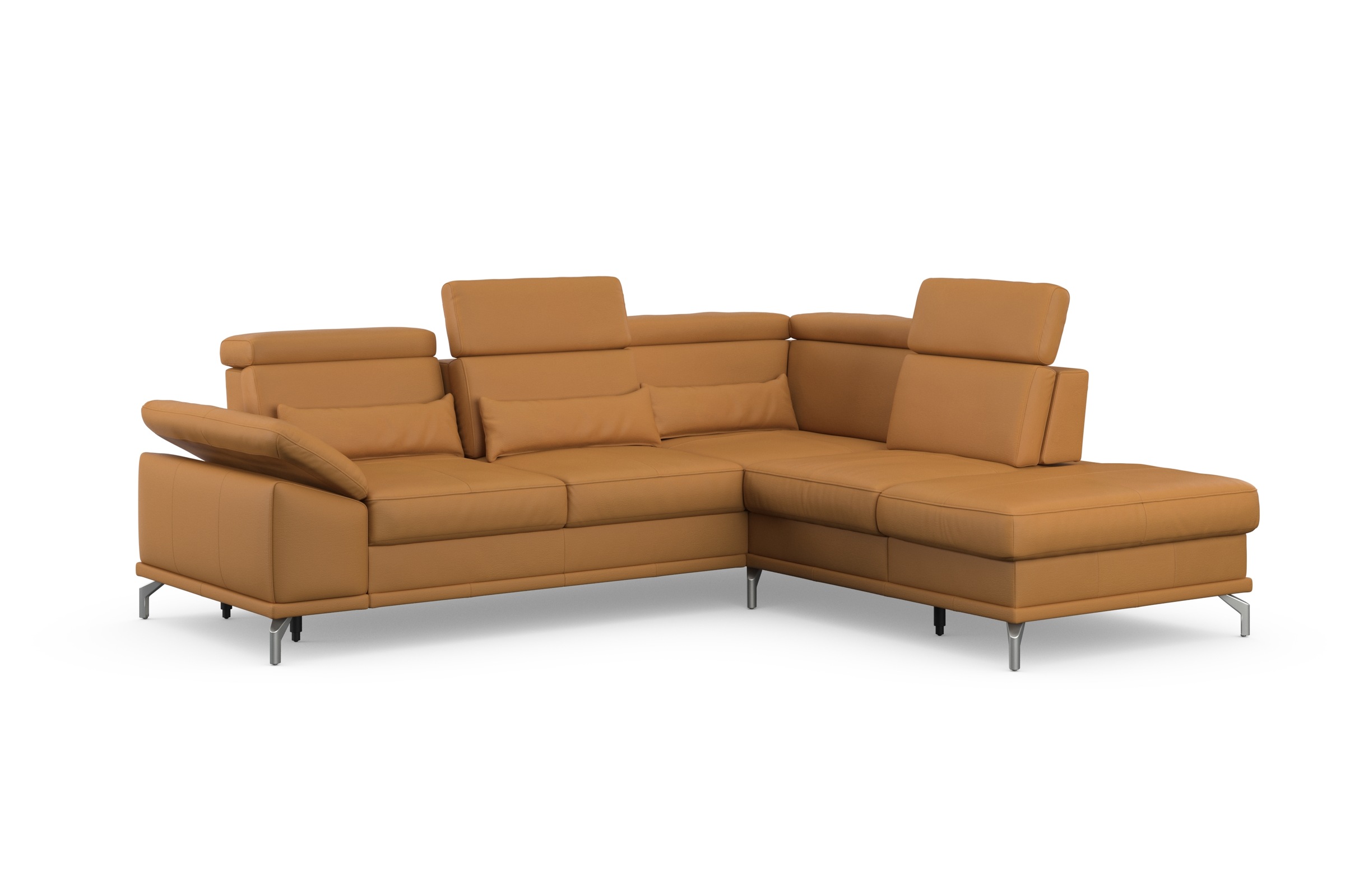 sit&more Ecksofa »Cabrio L-Form, mit Sitztiefenverstellung, Arm- und Kopfteilverstellung«, 3 Nierenkissen, Federkern, optional Bettfunktion und Stauraum