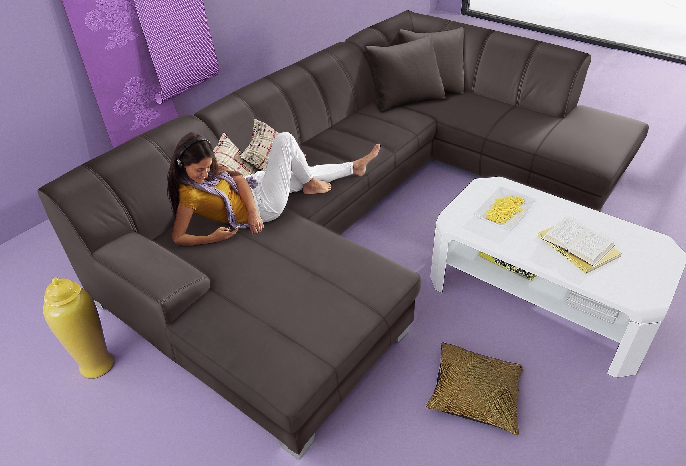 INOSIGN Wohnlandschaft »Anzio, modern und gemütlich, niedrige Armlehne, U-F günstig online kaufen