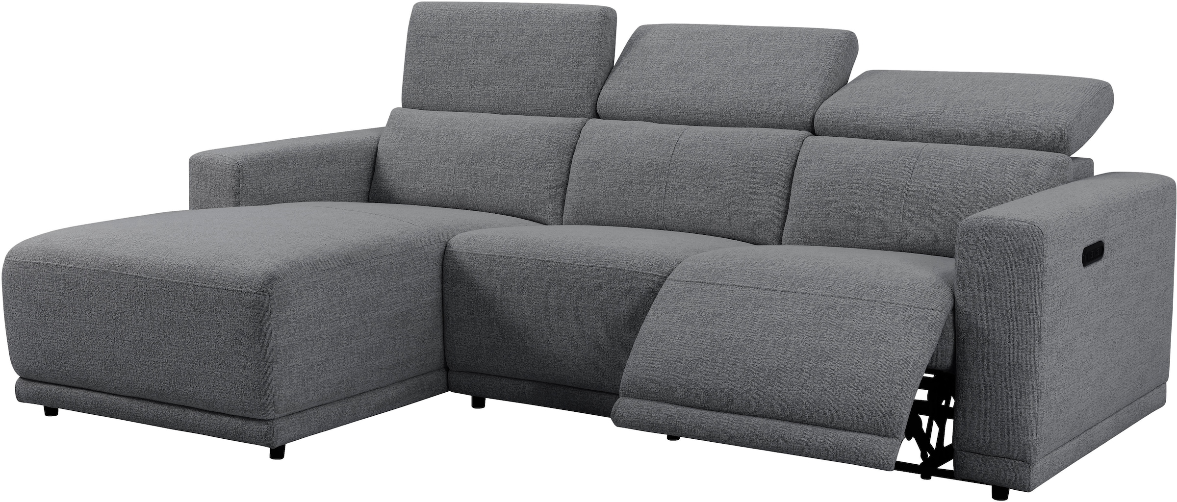 OTTO home Ecksofa »LEOO« mit USB A/C-Anschluss. Federkern, verstellbaren Kopfstützen, Webstoff