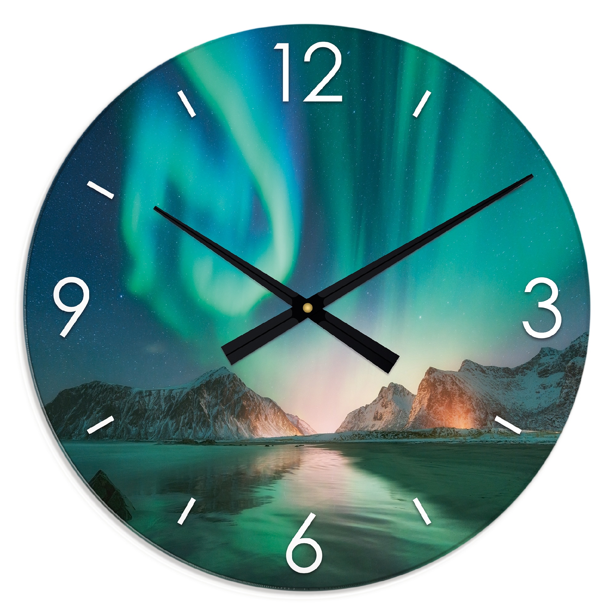 Artland Wanduhr »XXL Ø 50 cm Auroraborialis Polarlicht«, lautlos ohne Tickg günstig online kaufen