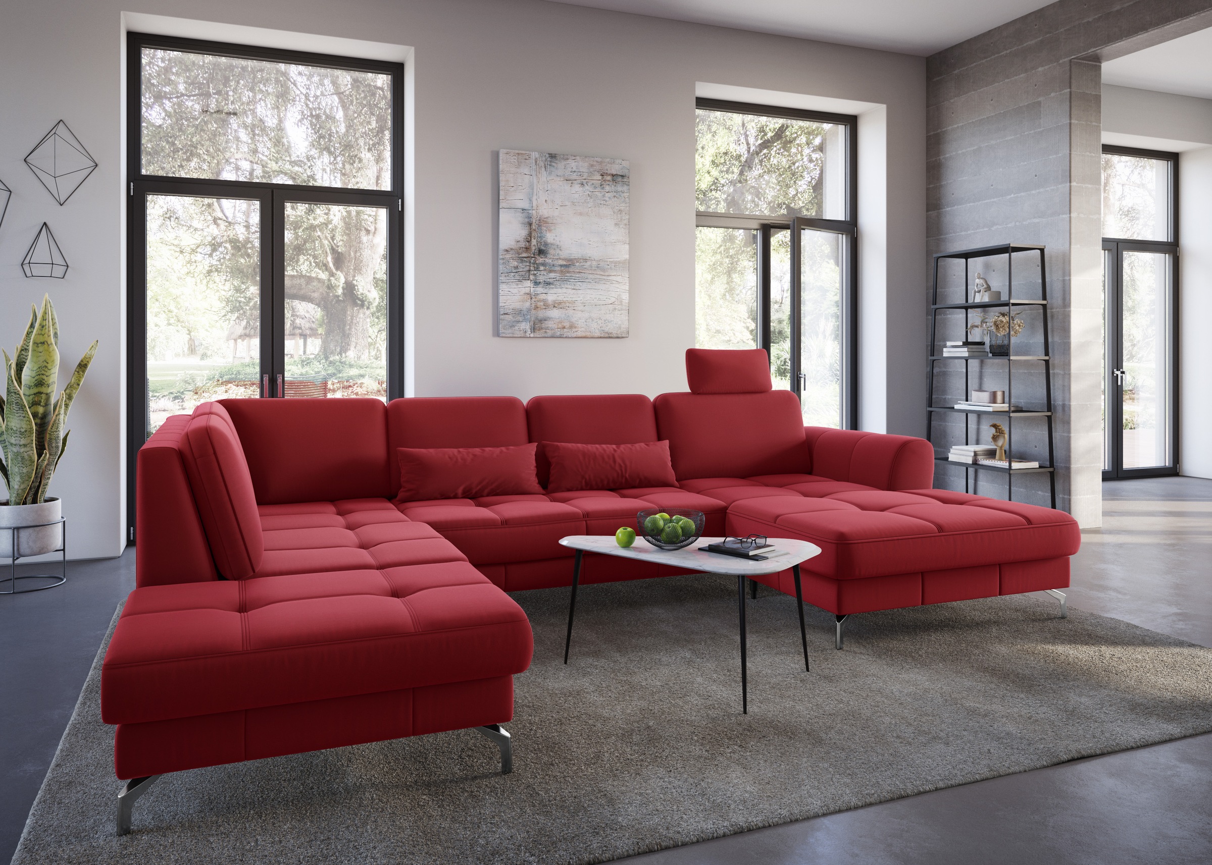 sit&more Wohnlandschaft »Bendigo U-Form« inklusive Sitztiefenverstellung, Bodenfreiheit 12 cm, in 2 Fußfarben