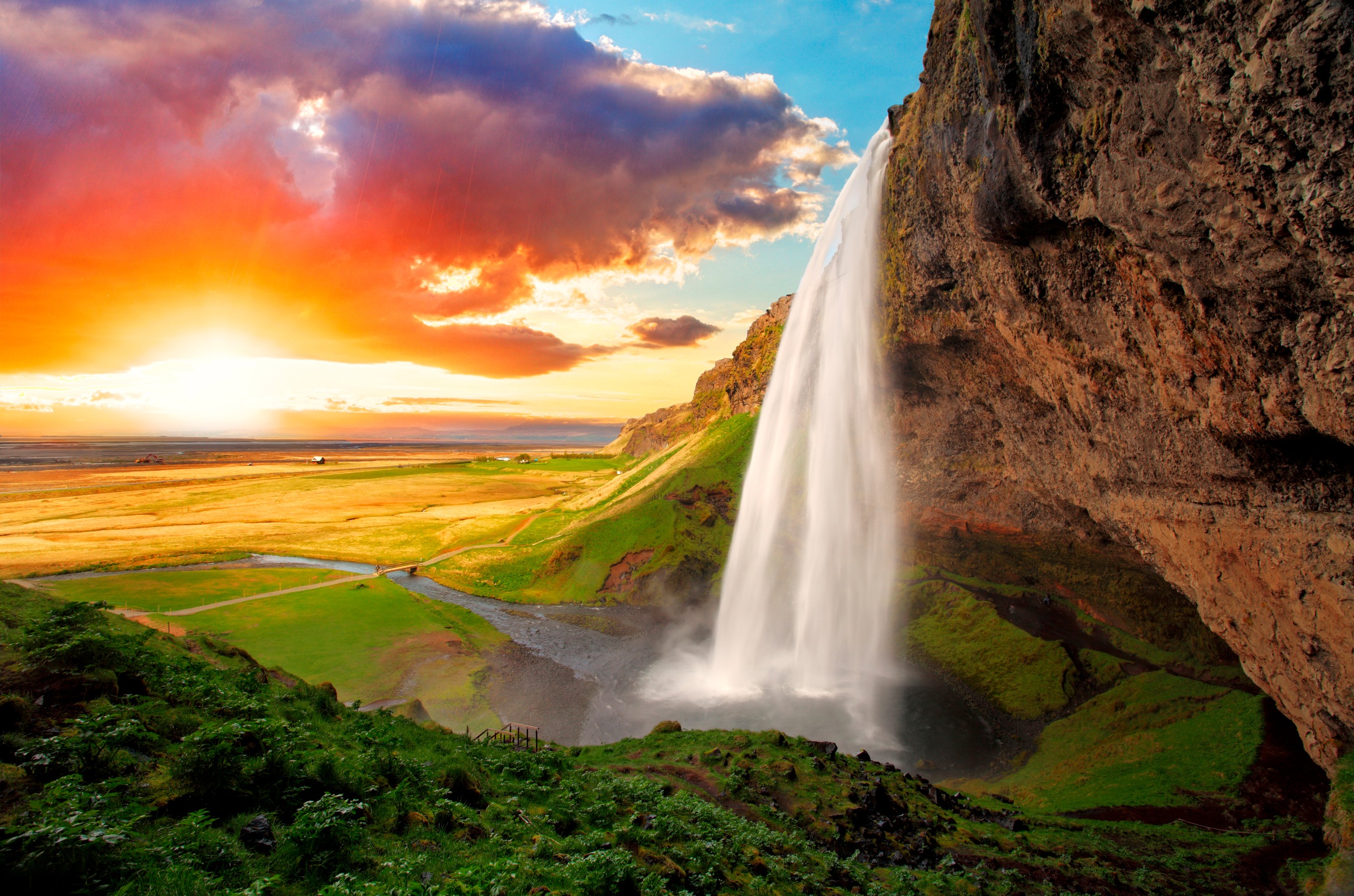 Papermoon Fototapete »Waterfall, Iceland« glatt günstig online kaufen