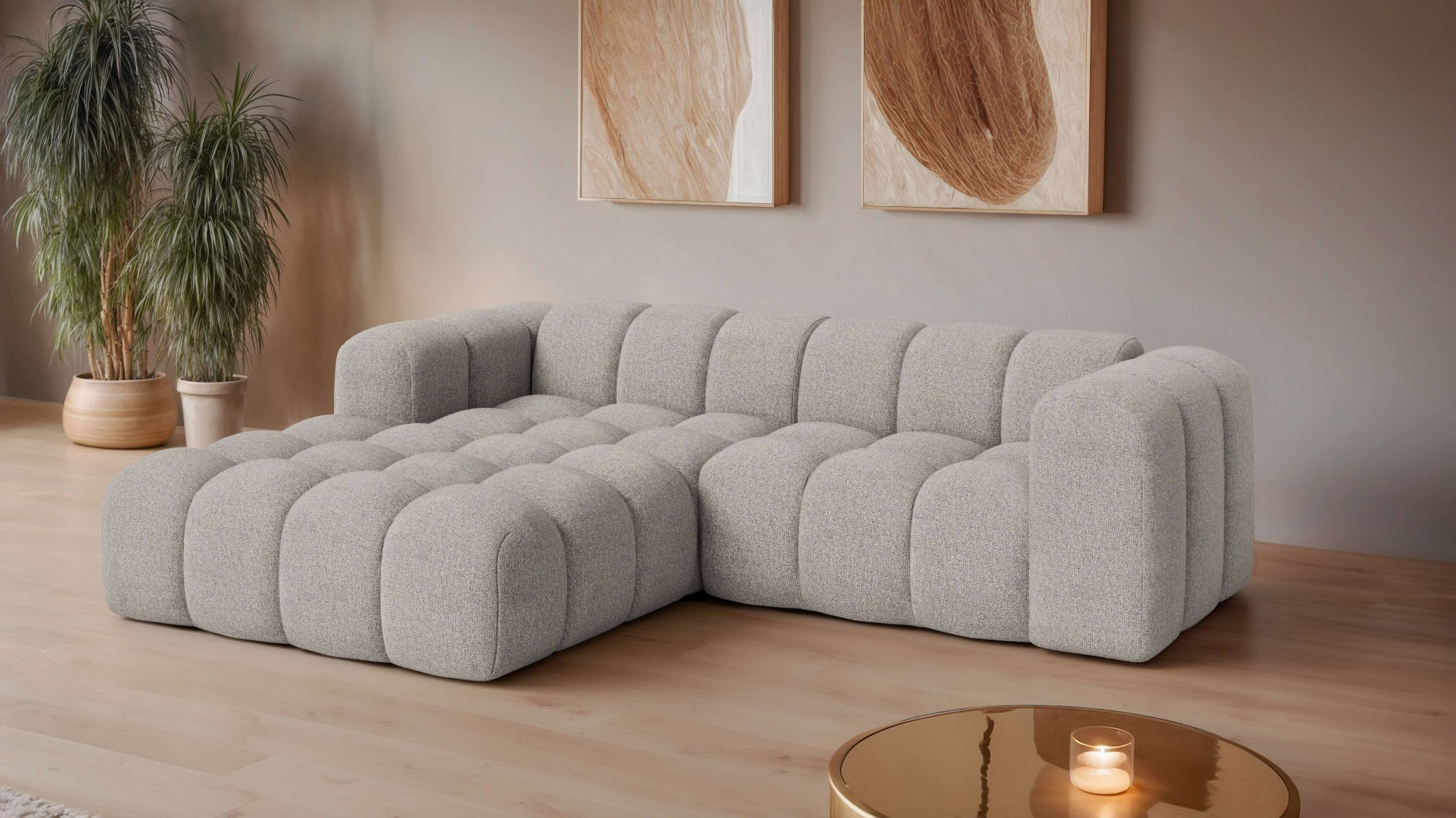 OTTO home Ecksofa »KALLIE Design-Sofa mit Wellenunterfederung, Bubble-Optik günstig online kaufen