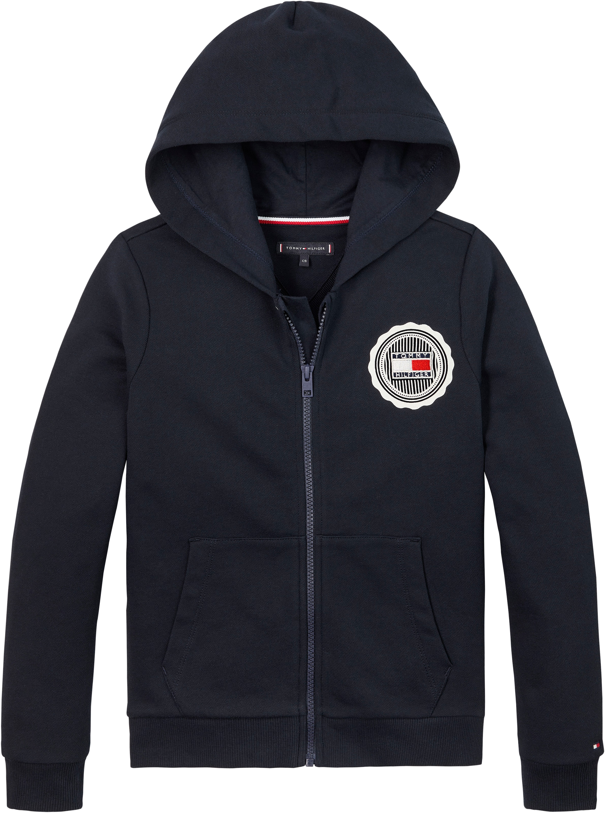 Tommy Hilfiger Sweatjacke »STAMP TOWELLING REG ZIPUP HOODIE«, Kinder bis 16 Jahre mit Logopatch