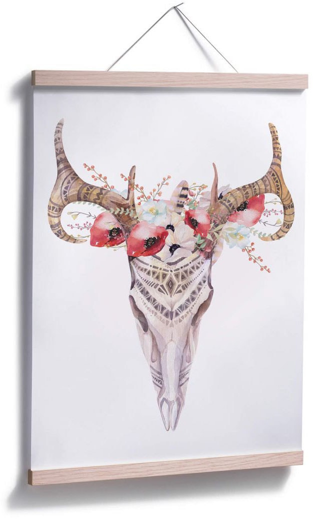 Tiere, Wandposter Raten »Boho Wandbild, Blumen«, (1 Geweih Poster auf bestellen Wall-Art St.), Bild, Hirsch Poster,