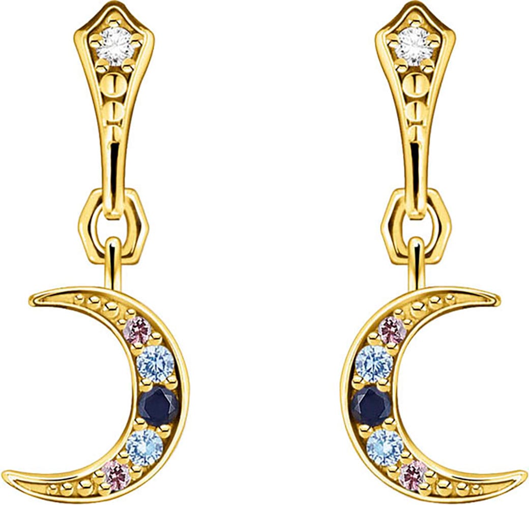 THOMAS SABO Paar Ohrstecker »Royalty Mond farbige Steine, H2204-959-7«, mit Glas-Keramik Stein, Spinell (synth.), Zirkonia (synth.)